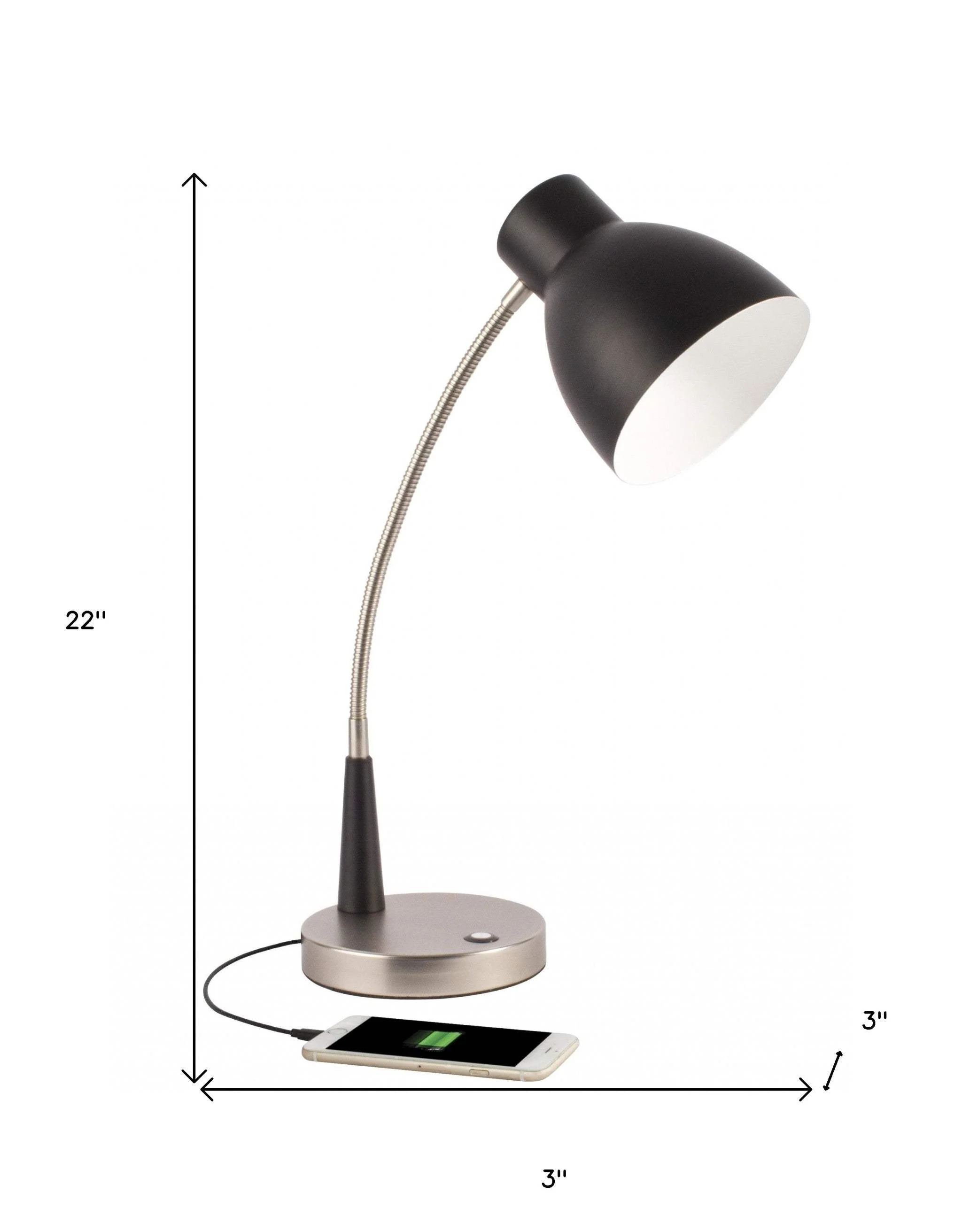 Black Matte and Silver LED Adjustable Desk Lamp - Image 6