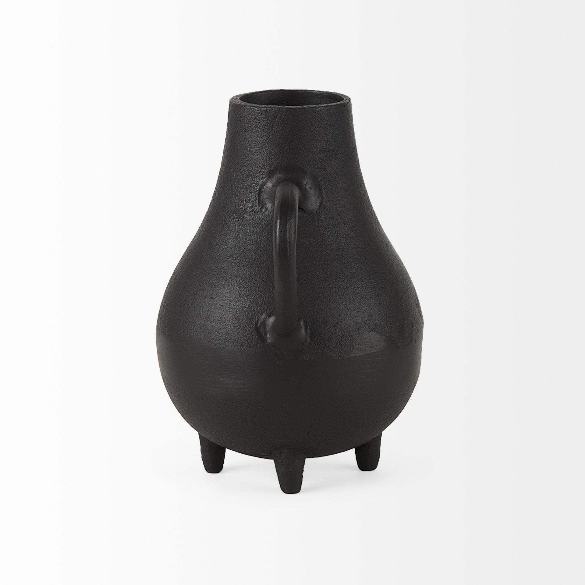 Black Matte Metal Two Handle Vase - Image 3