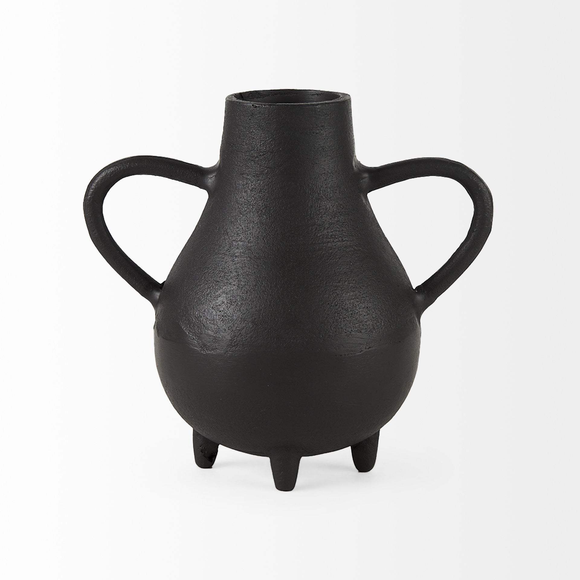 Black Matte Metal Two Handle Vase - Image 4