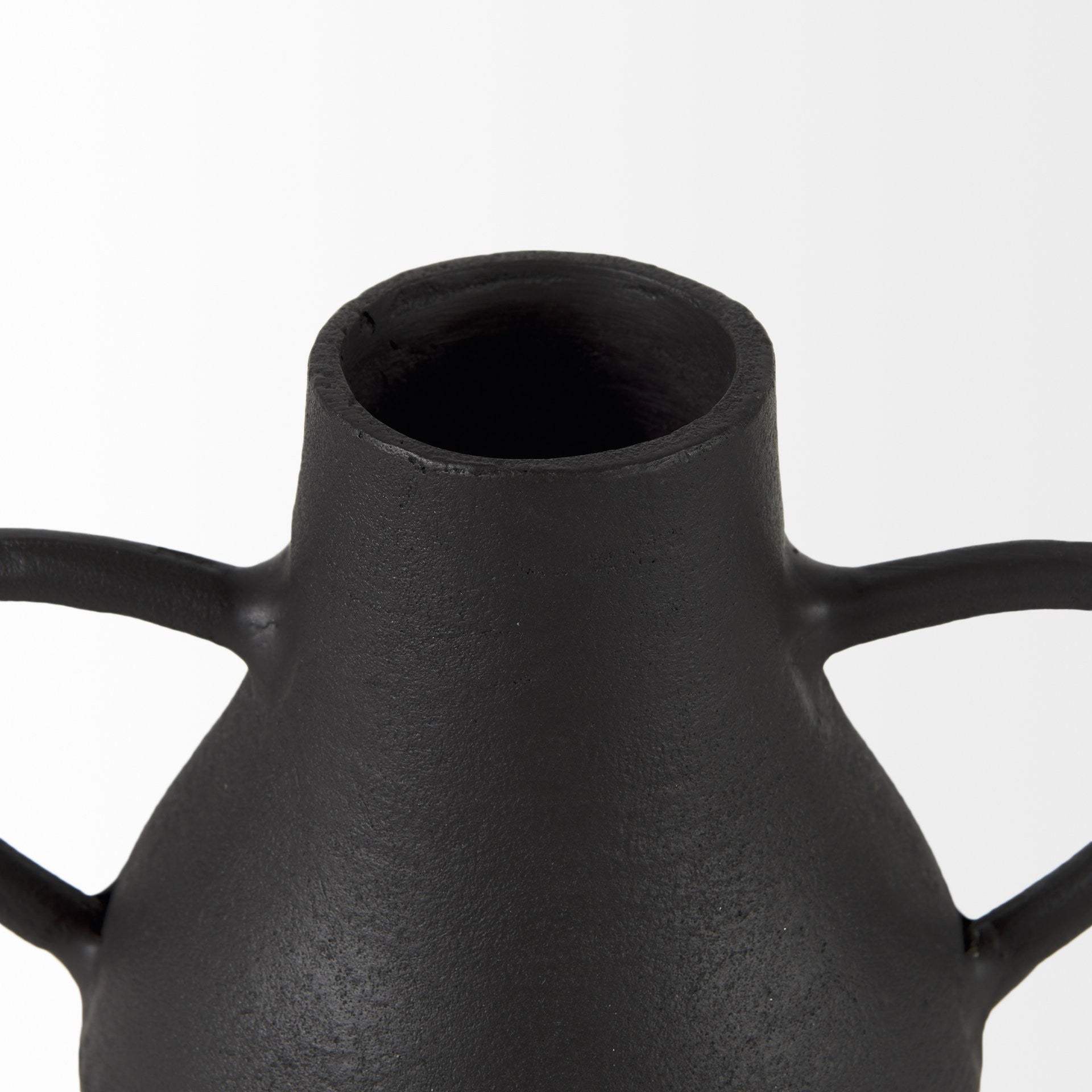 Black Matte Metal Two Handle Vase - Image 7