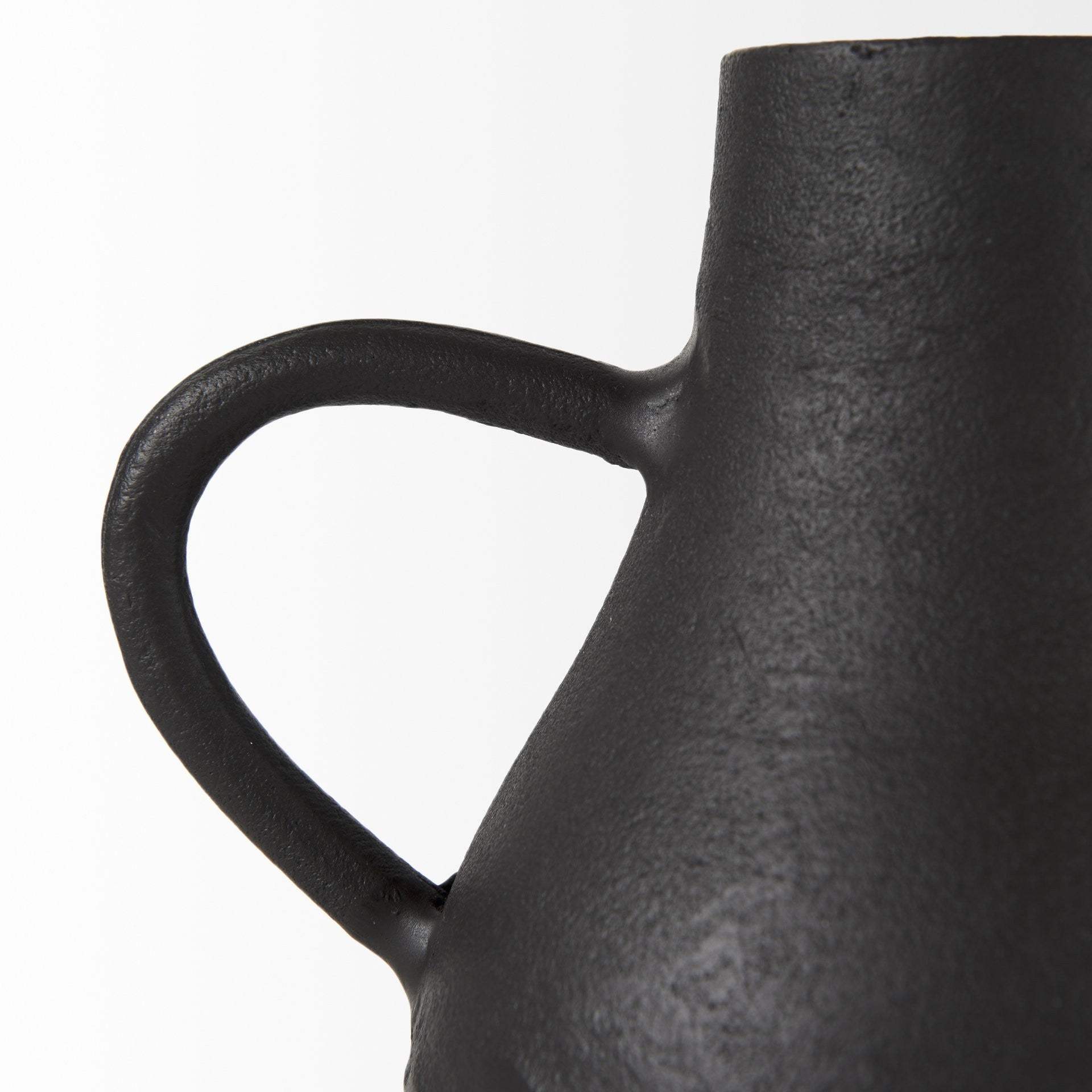 Black Matte Metal Two Handle Vase - Image 8