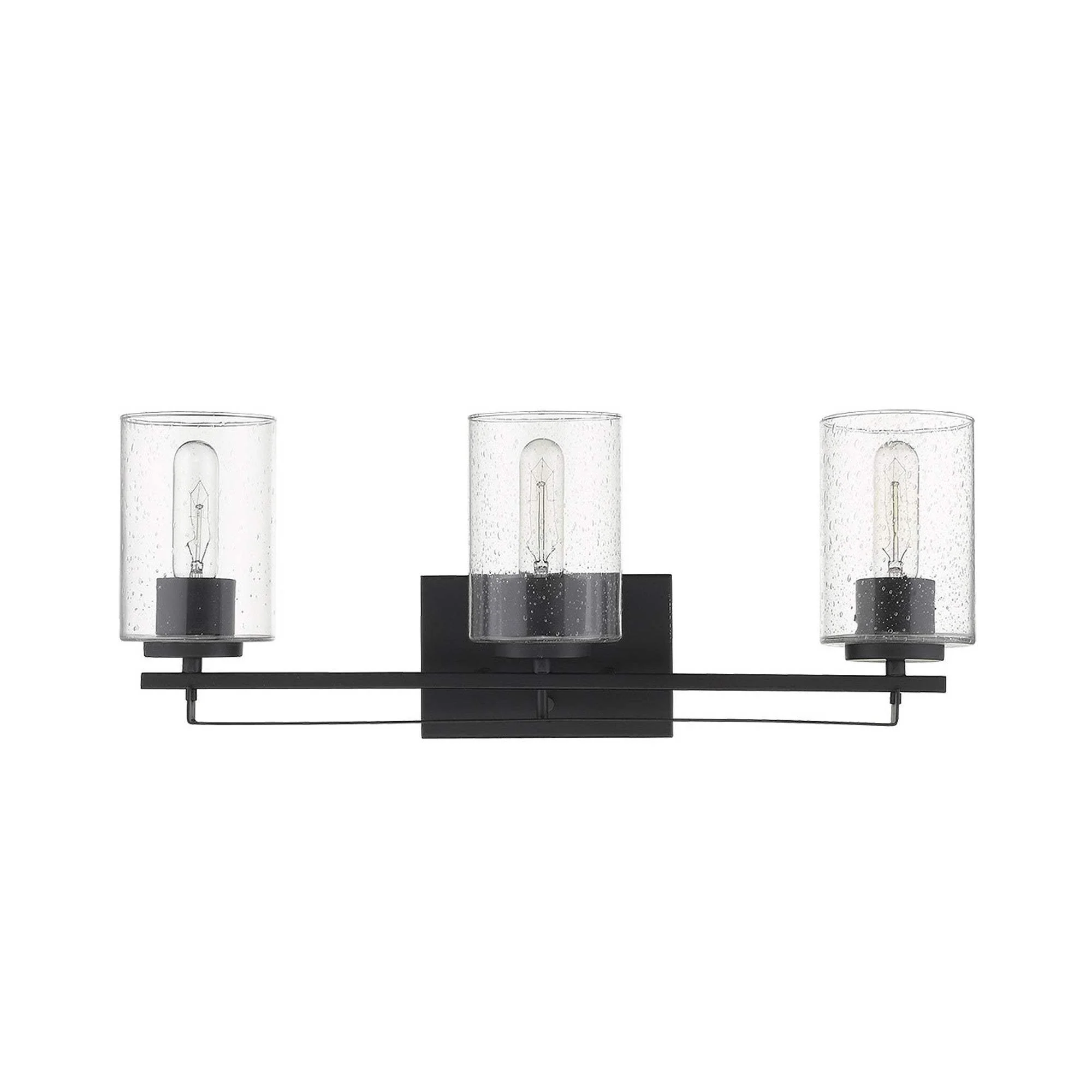 Black Metal and Textured Glass Three Light Wall Sconce - Image 3