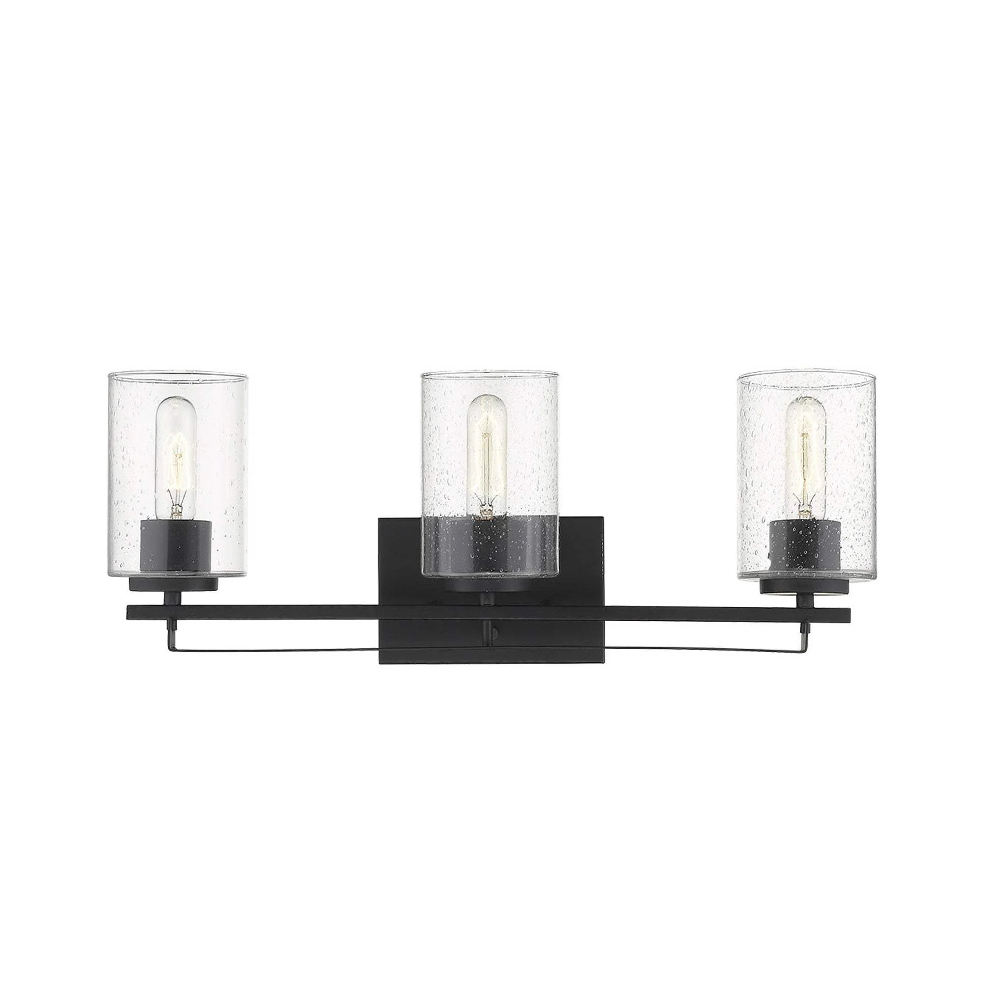 Black Metal and Textured Glass Three Light Wall Sconce - Image 4