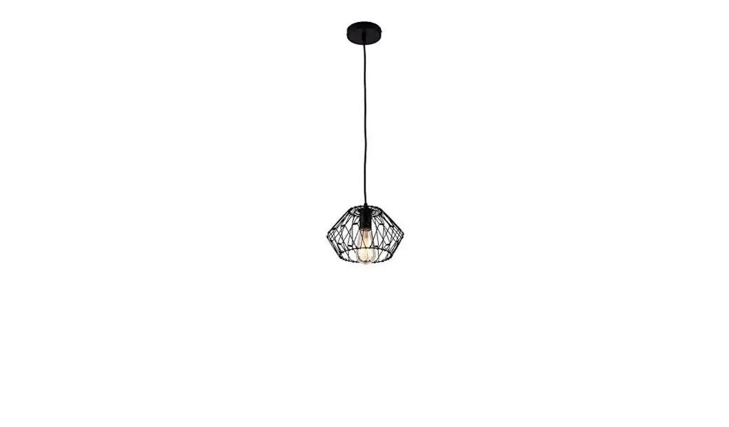 Black Metal Cage Modern Industrial Single Bulb Hanging Pendent Light - Image 2