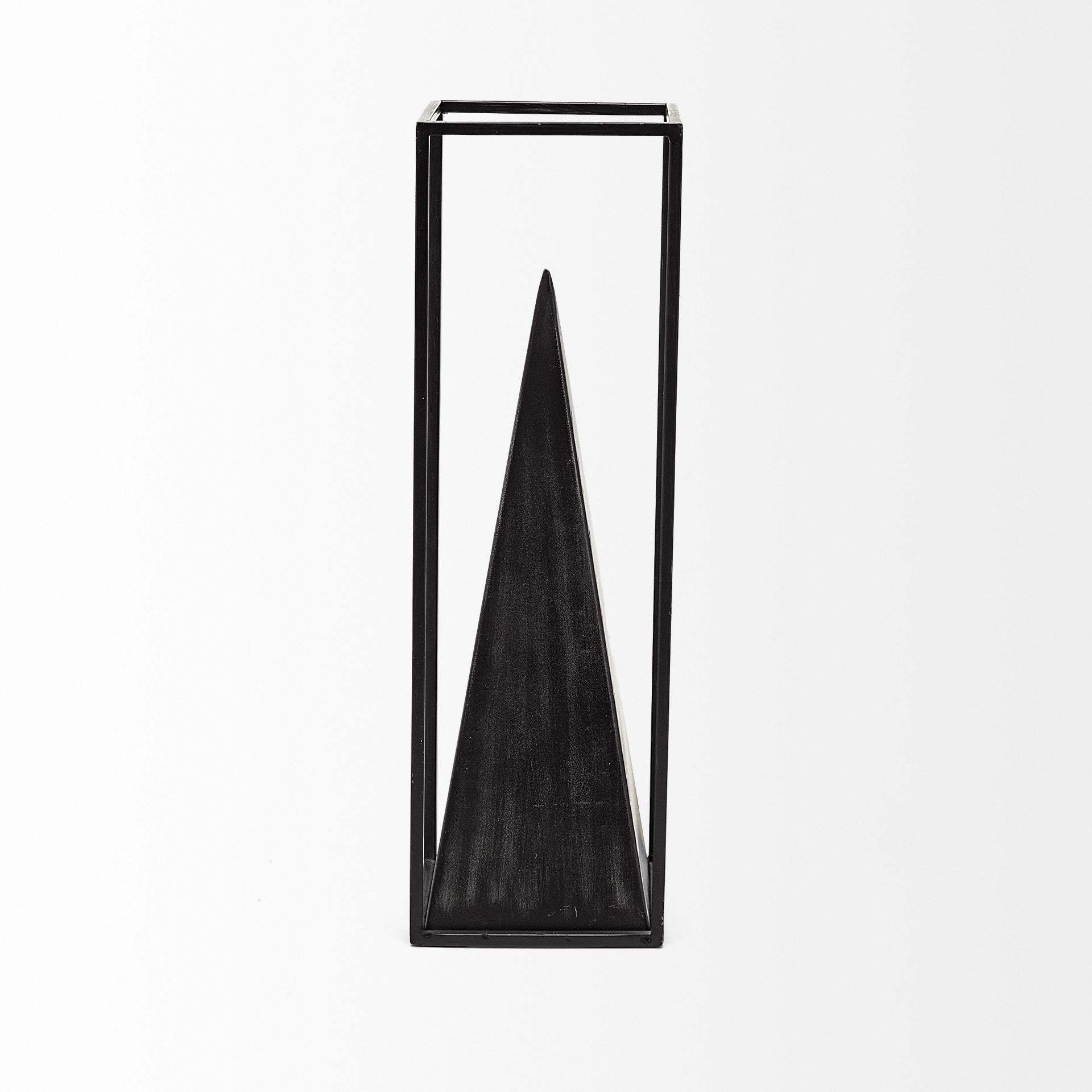Black Metal Framed Pyramid Sculpture - Image 2