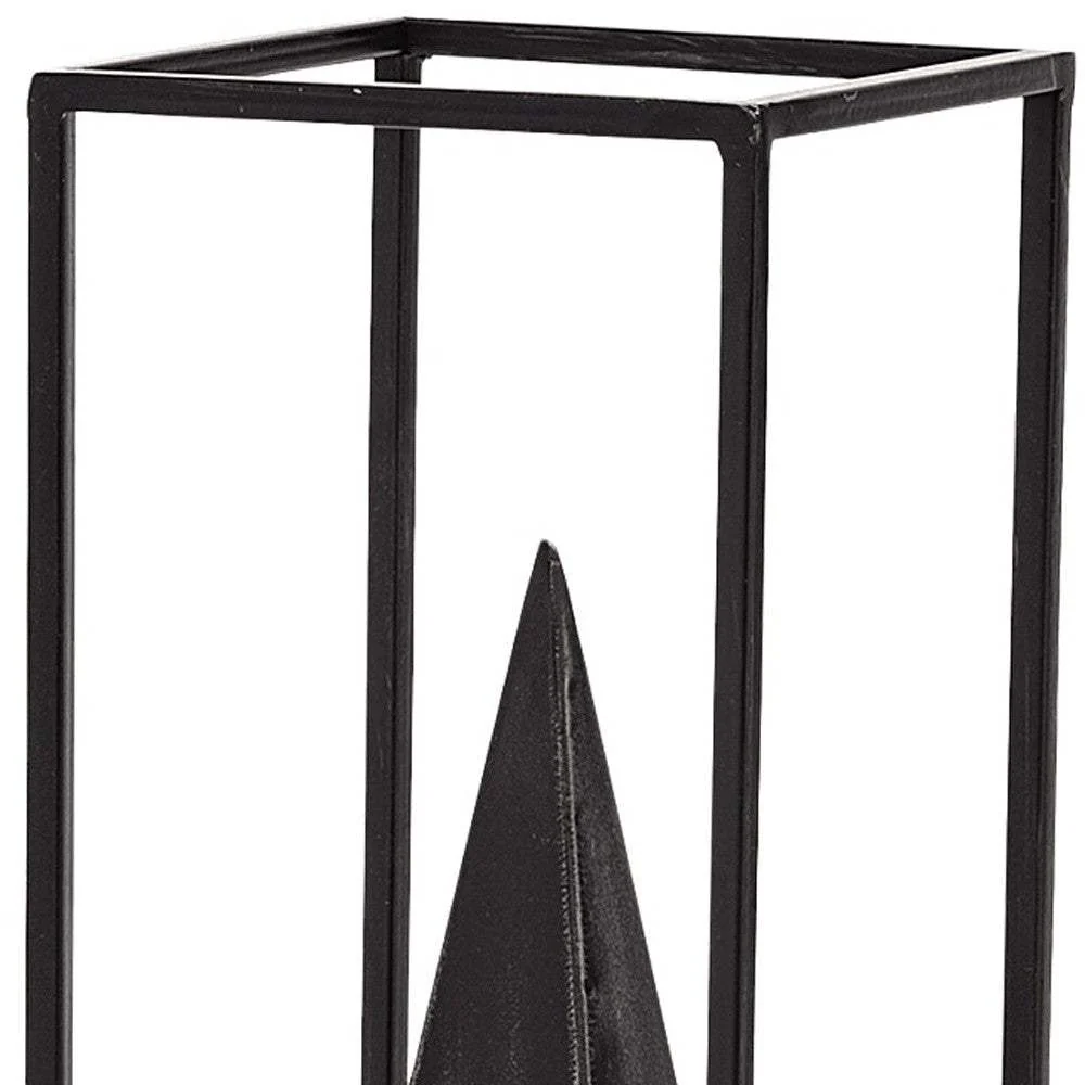 Black Metal Framed Pyramid Sculpture - Image 6