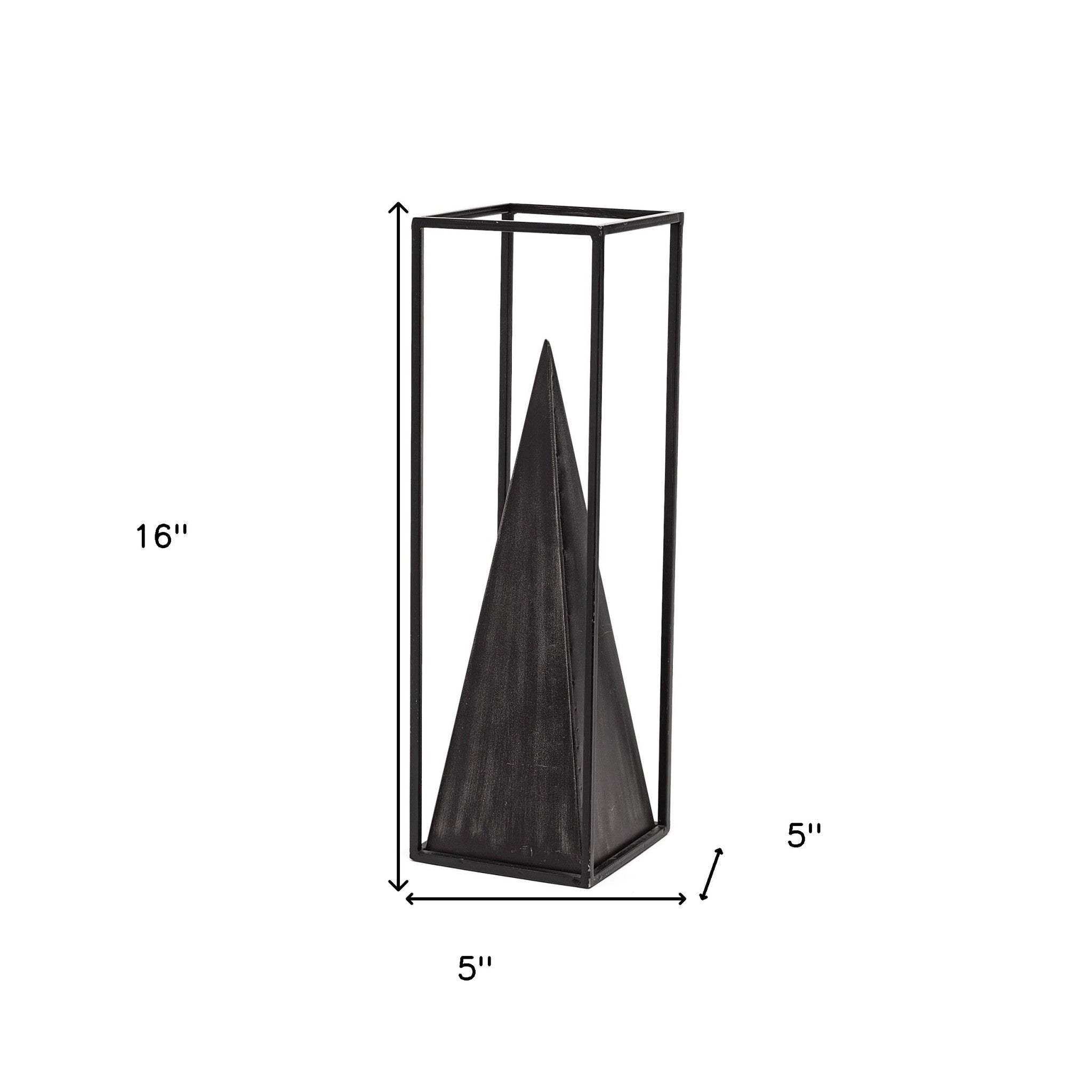 Black Metal Framed Pyramid Sculpture - Image 7
