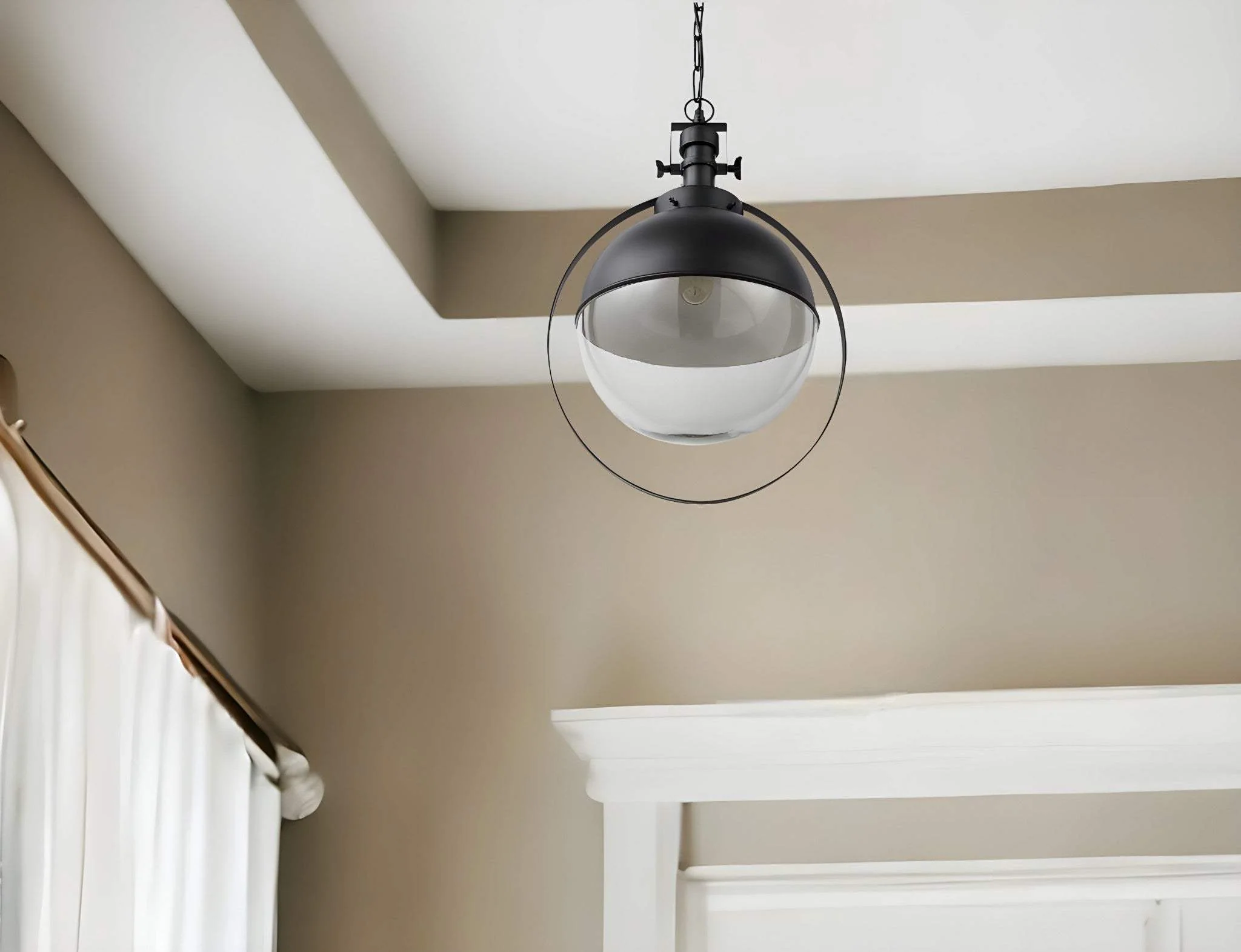 Black Metal Sphere Pendant Hanging Light - Image 2