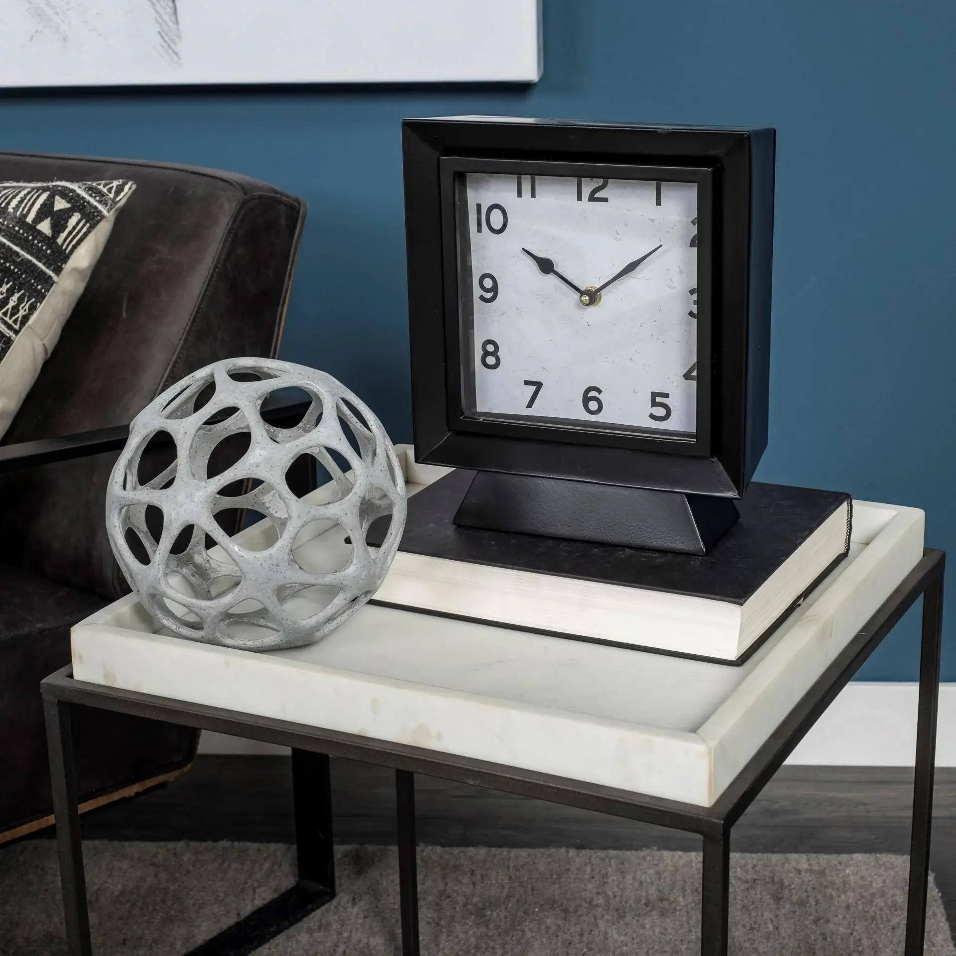 Black Metal Square Desk  Table Clock - Image 3