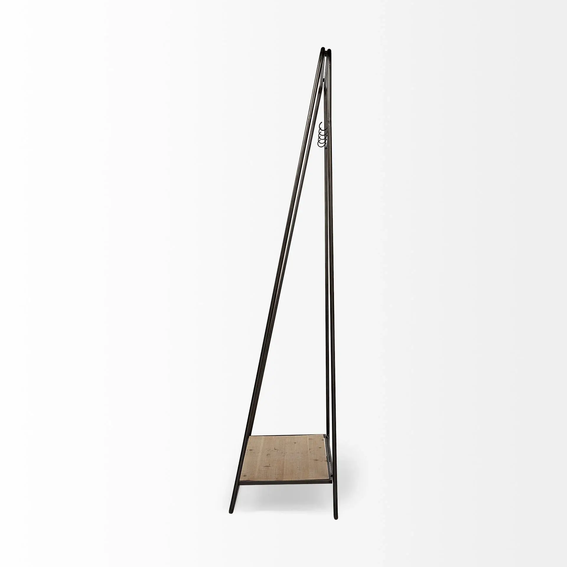 Black Pipe Metal And Wood Shelf Hall Tree - Image 3