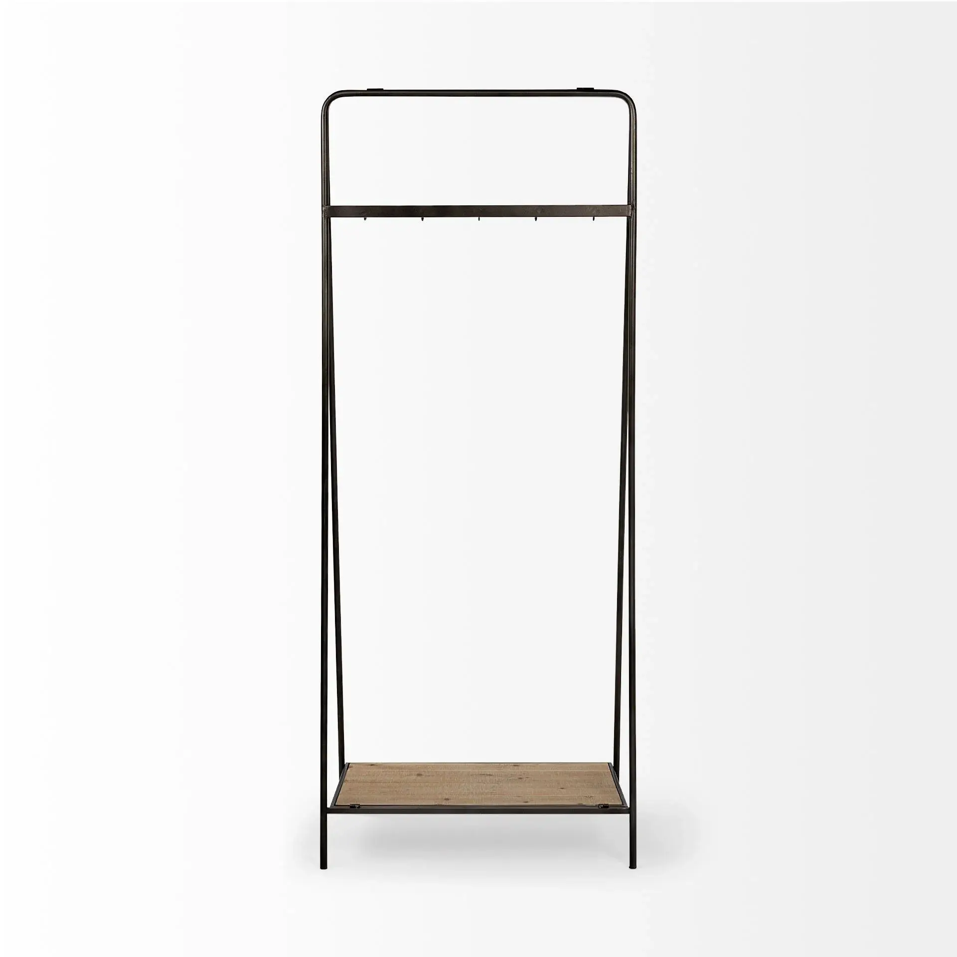 Black Pipe Metal And Wood Shelf Hall Tree - Image 4
