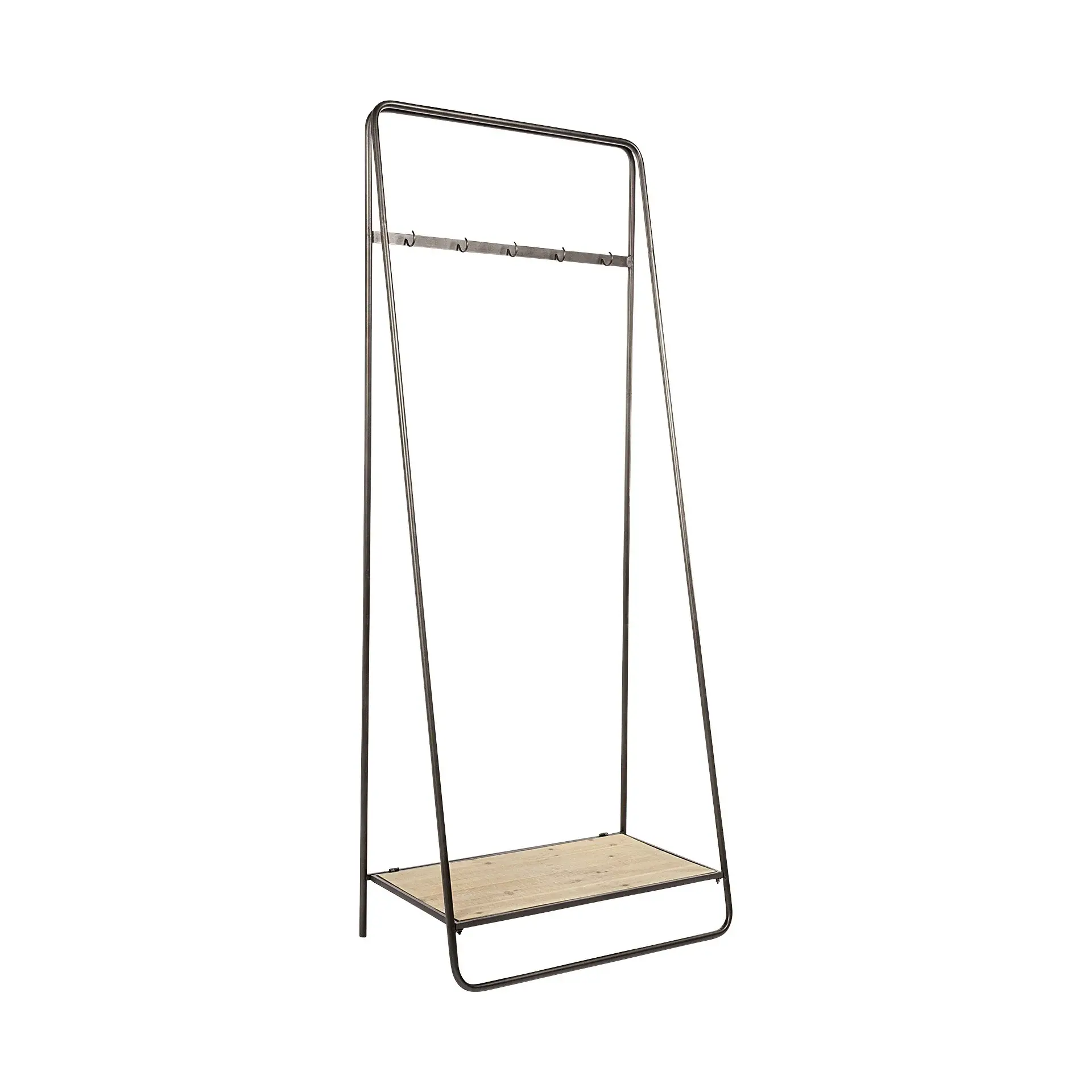 Black Pipe Metal And Wood Shelf Hall Tree - Image 5