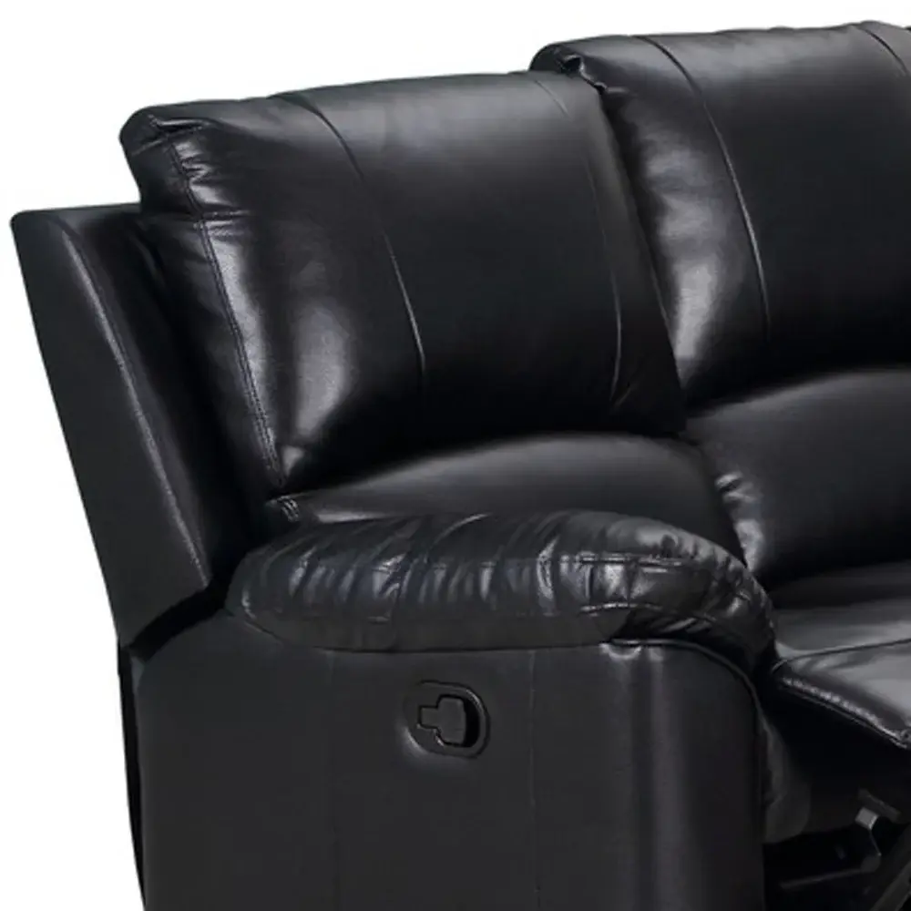 Black Polyester Blend Power Reclining U Shaped Three Piece Corner Sectional - Image 3