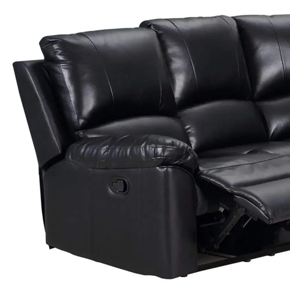 Black Polyester Blend Power Reclining U Shaped Three Piece Corner Sectional - Image 4
