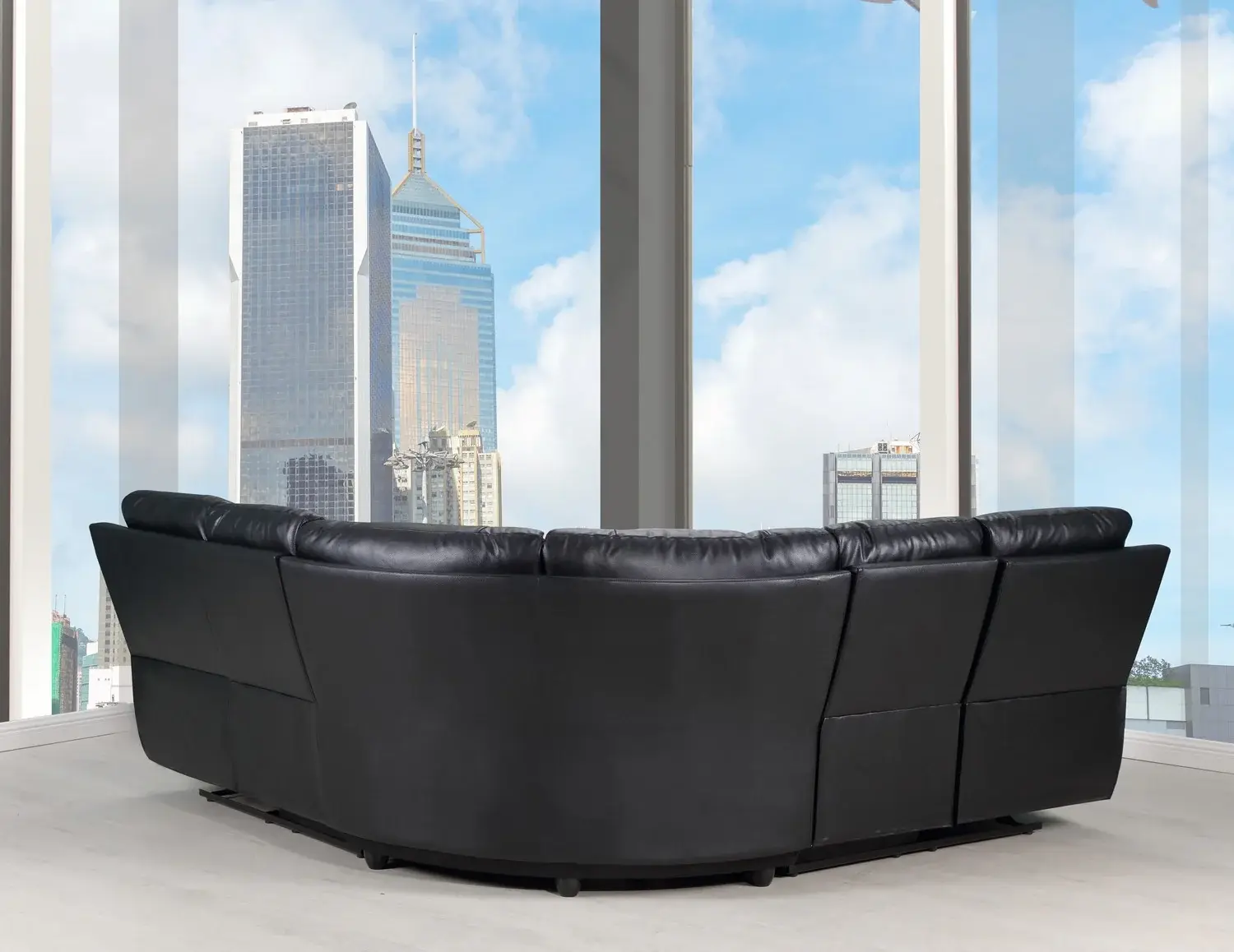 Black Polyester Blend Power Reclining U Shaped Three Piece Corner Sectional - Image 7