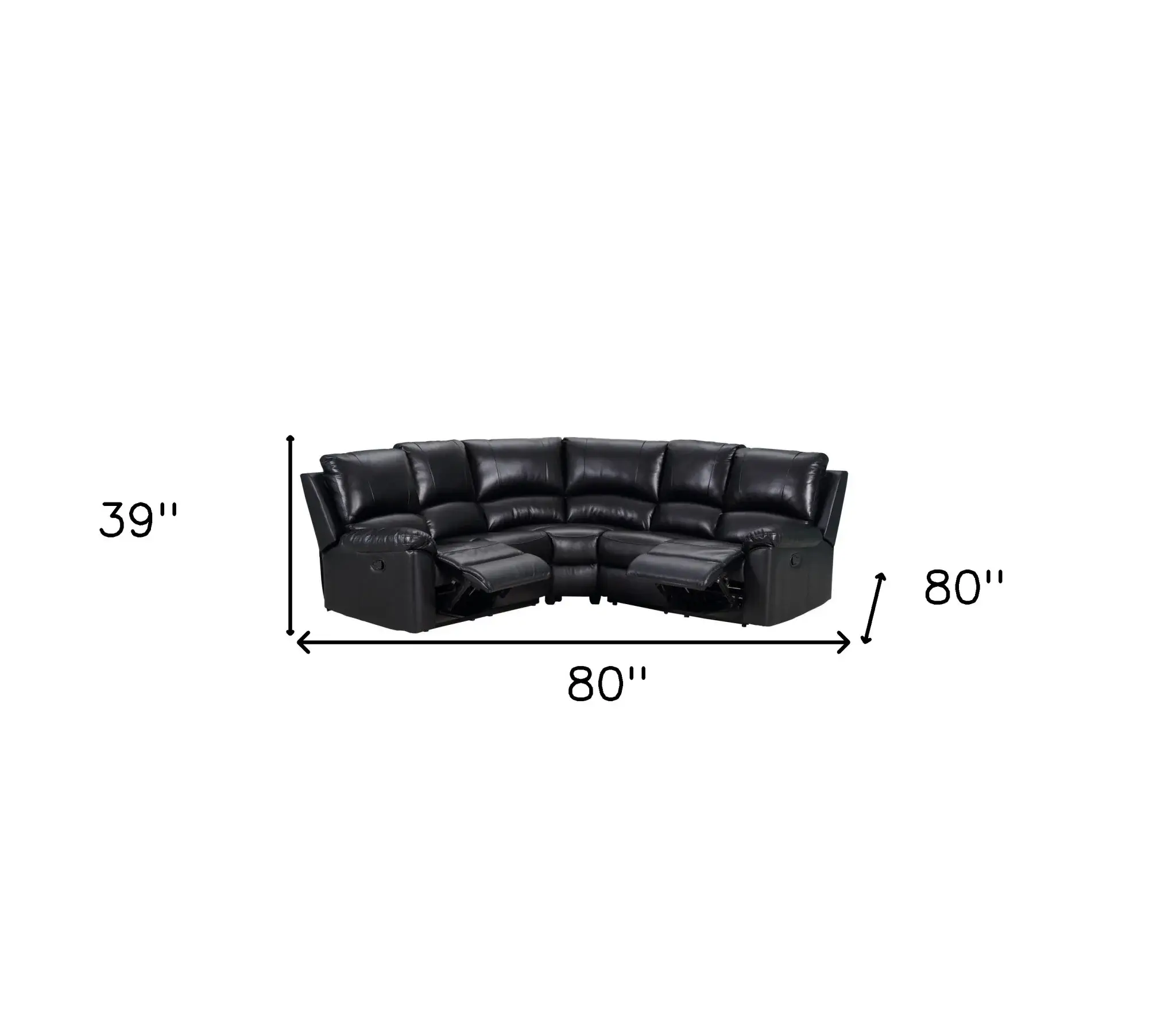 Black Polyester Blend Power Reclining U Shaped Three Piece Corner Sectional - Image 8