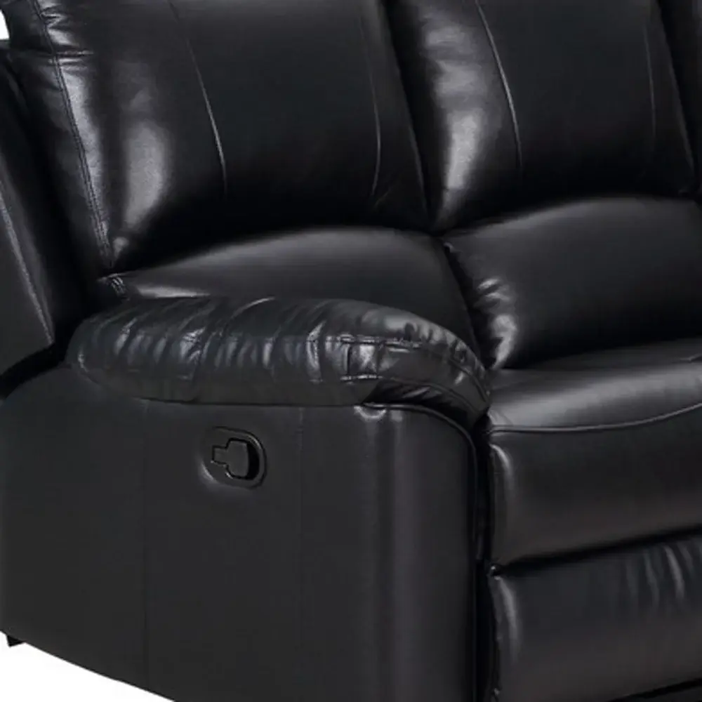 Black Polyester Blend Reclining U Shaped Three Piece Corner Sectional - Image 3