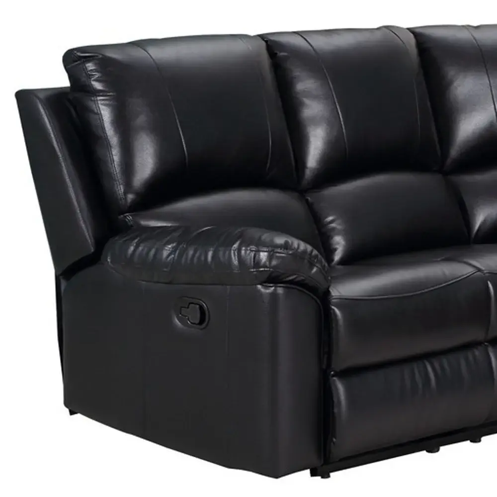 Black Polyester Blend Reclining U Shaped Three Piece Corner Sectional - Image 4