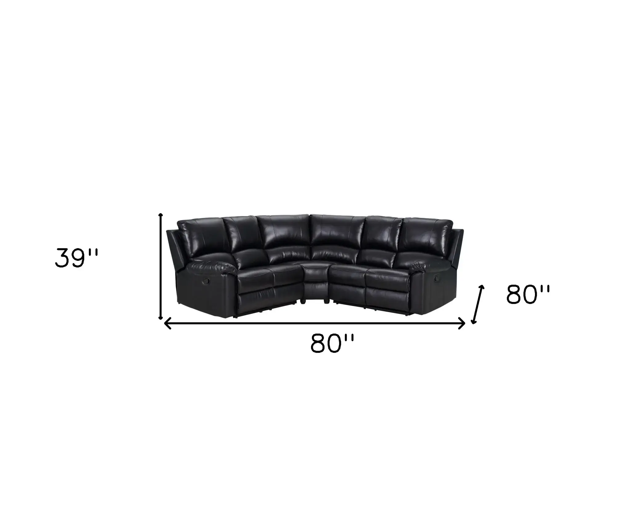 Black Polyester Blend Reclining U Shaped Three Piece Corner Sectional - Image 7
