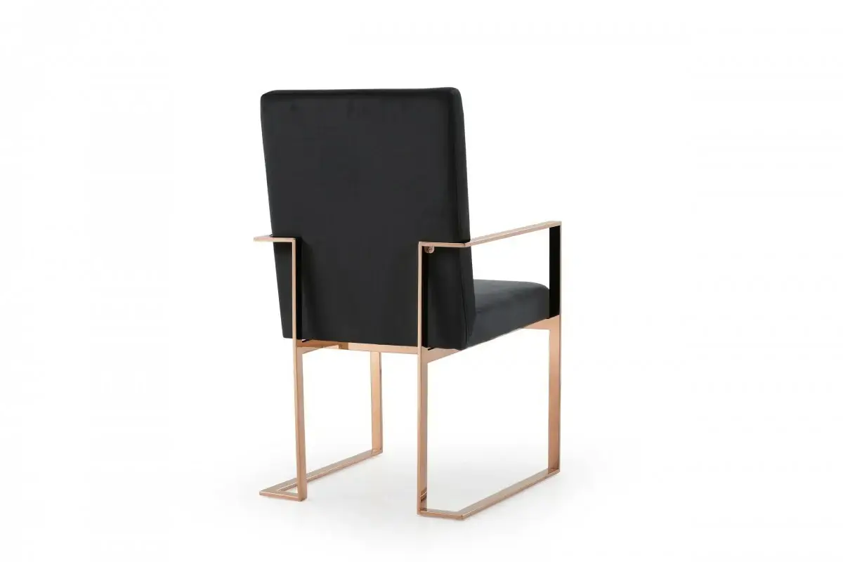 Black Rosegold Velvet Dining Chair - Image 3