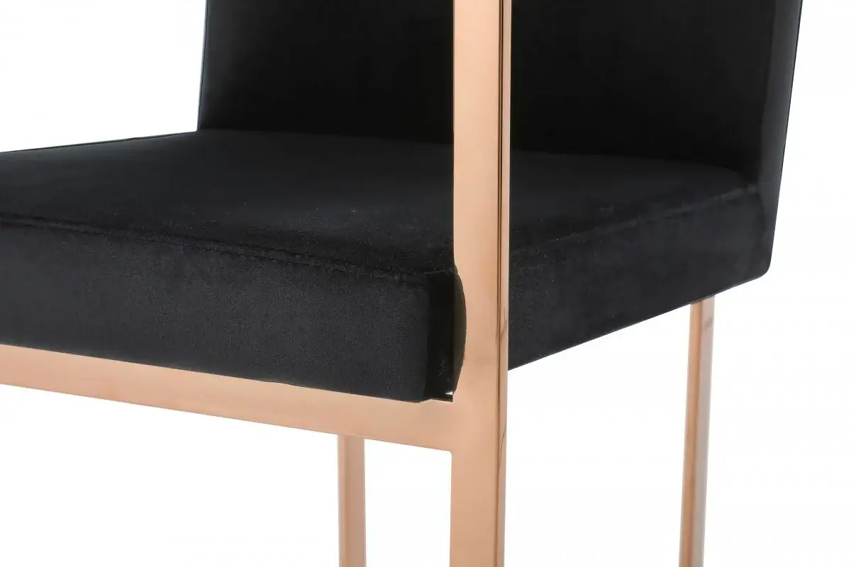 Black Rosegold Velvet Dining Chair - Image 6