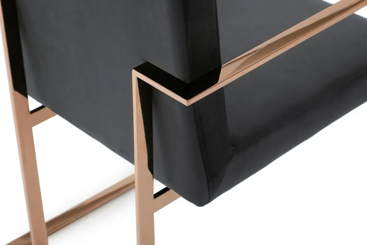 Black Rosegold Velvet Dining Chair - Image 7