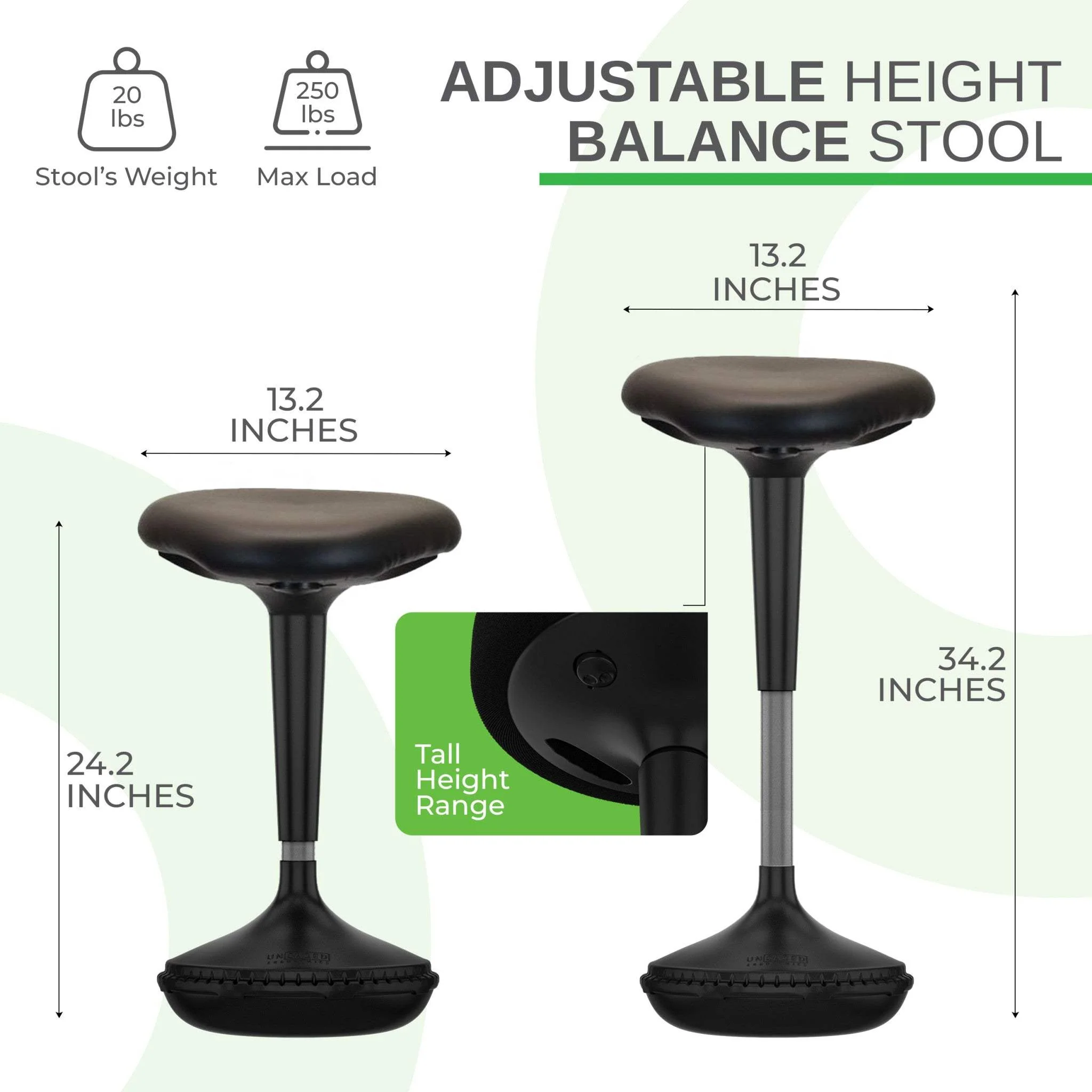 Black Tall Triangle Seat Swivel Active Balance Chair - Image 6