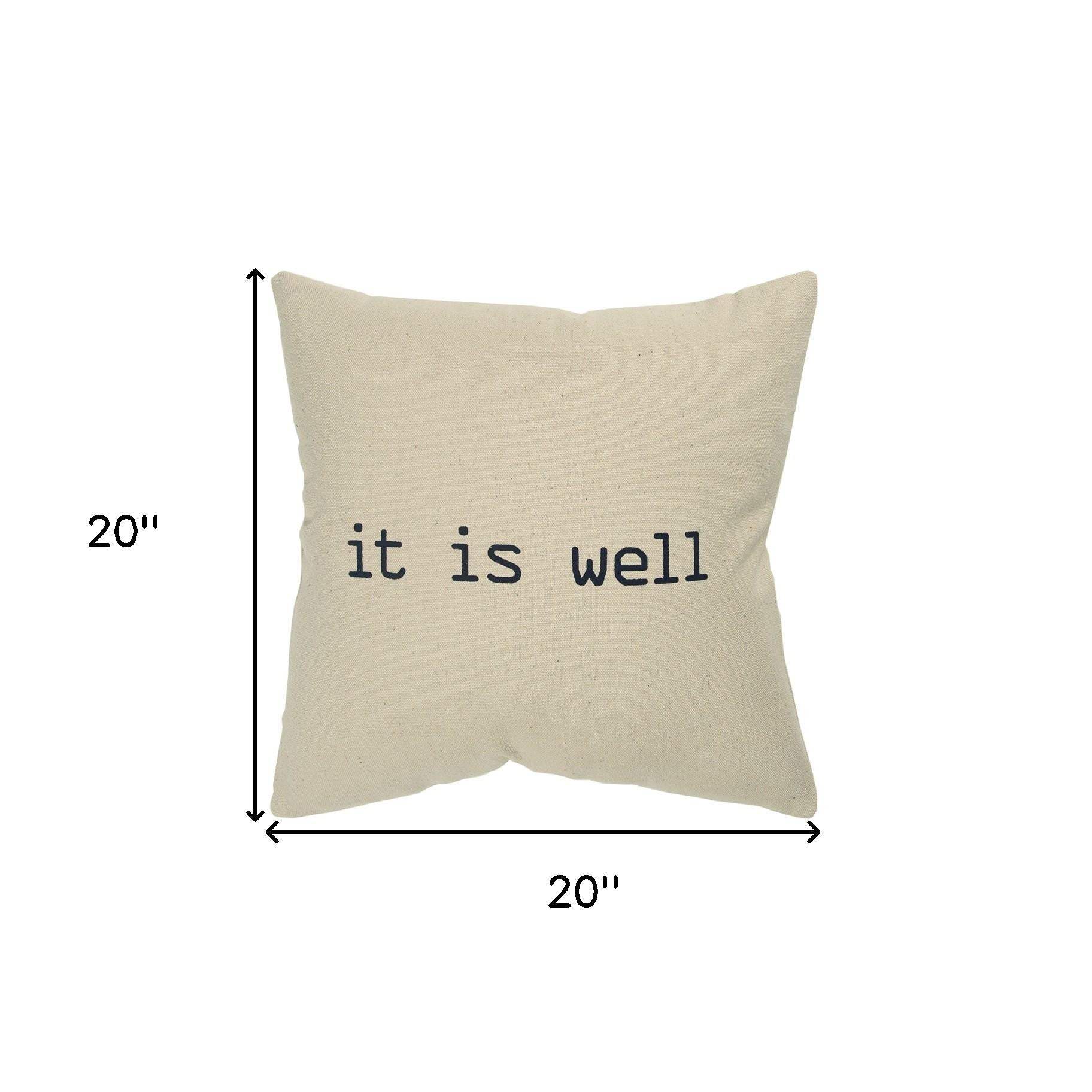 Black Taupe Canvas It Is Well Throw Pillow - Image 5