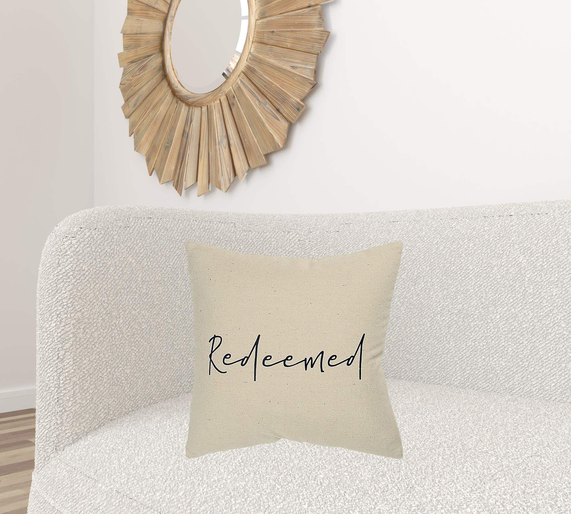 Black Taupe Canvas Redeemed Throw Pillow - Image 2