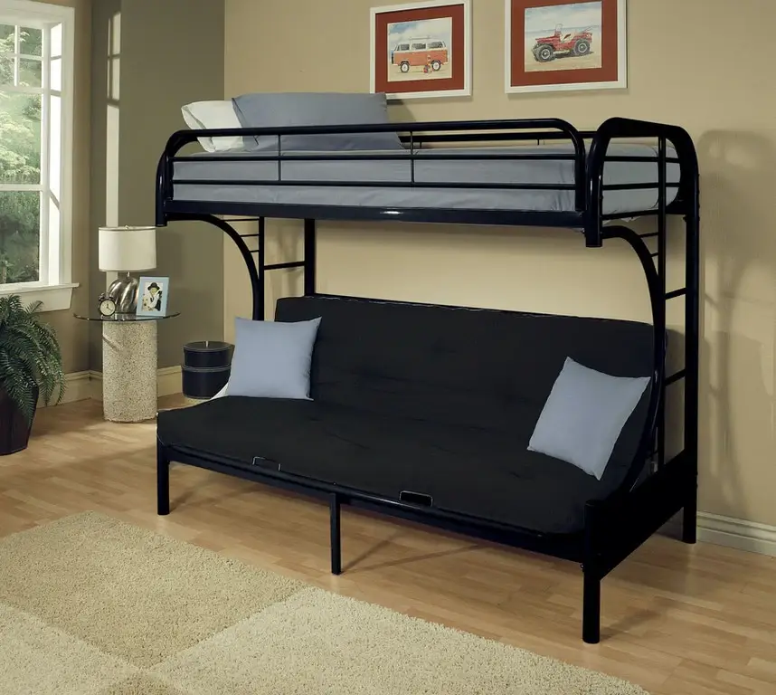 Black Twin Over Full Contemporary Metal Bunk Bed - Image 5