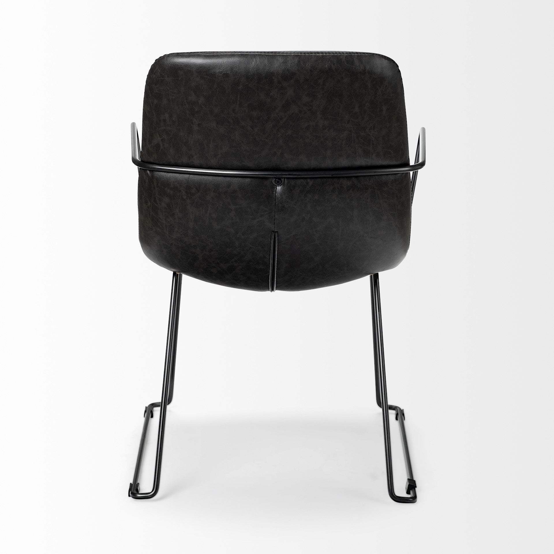 Black Upholstered Faux Leather Dining Arm Chair - Image 4