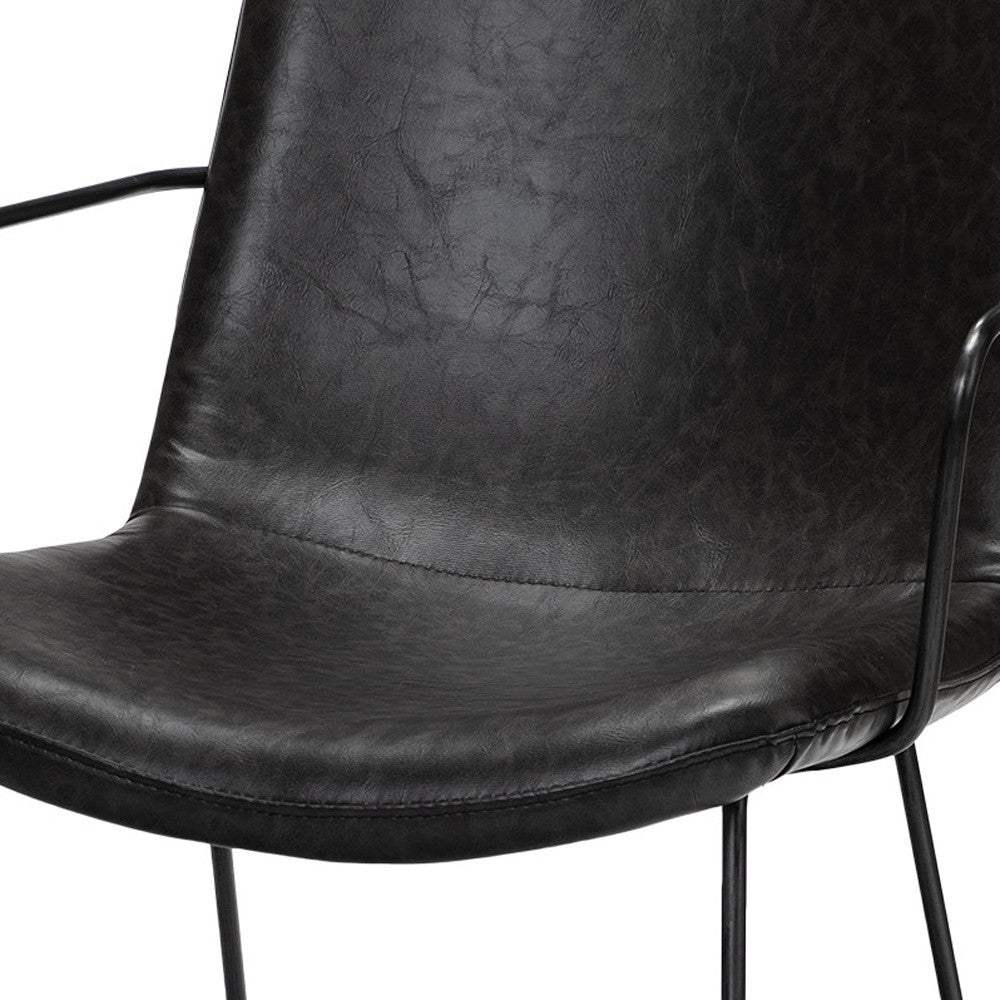 Black Upholstered Faux Leather Dining Arm Chair - Image 6