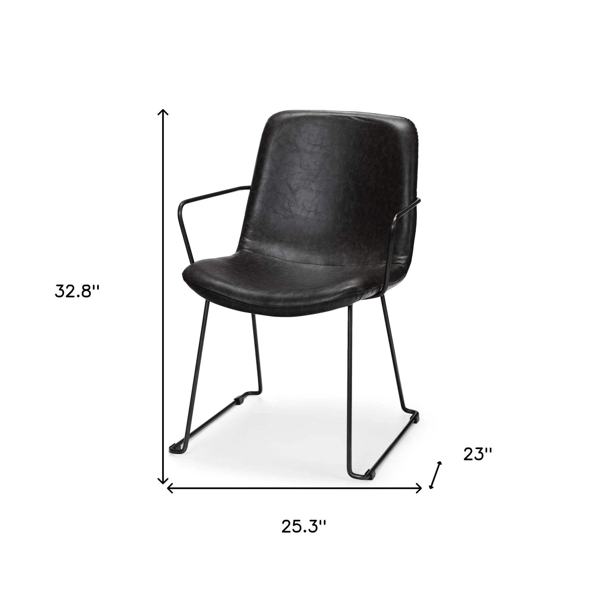 Black Upholstered Faux Leather Dining Arm Chair - Image 8