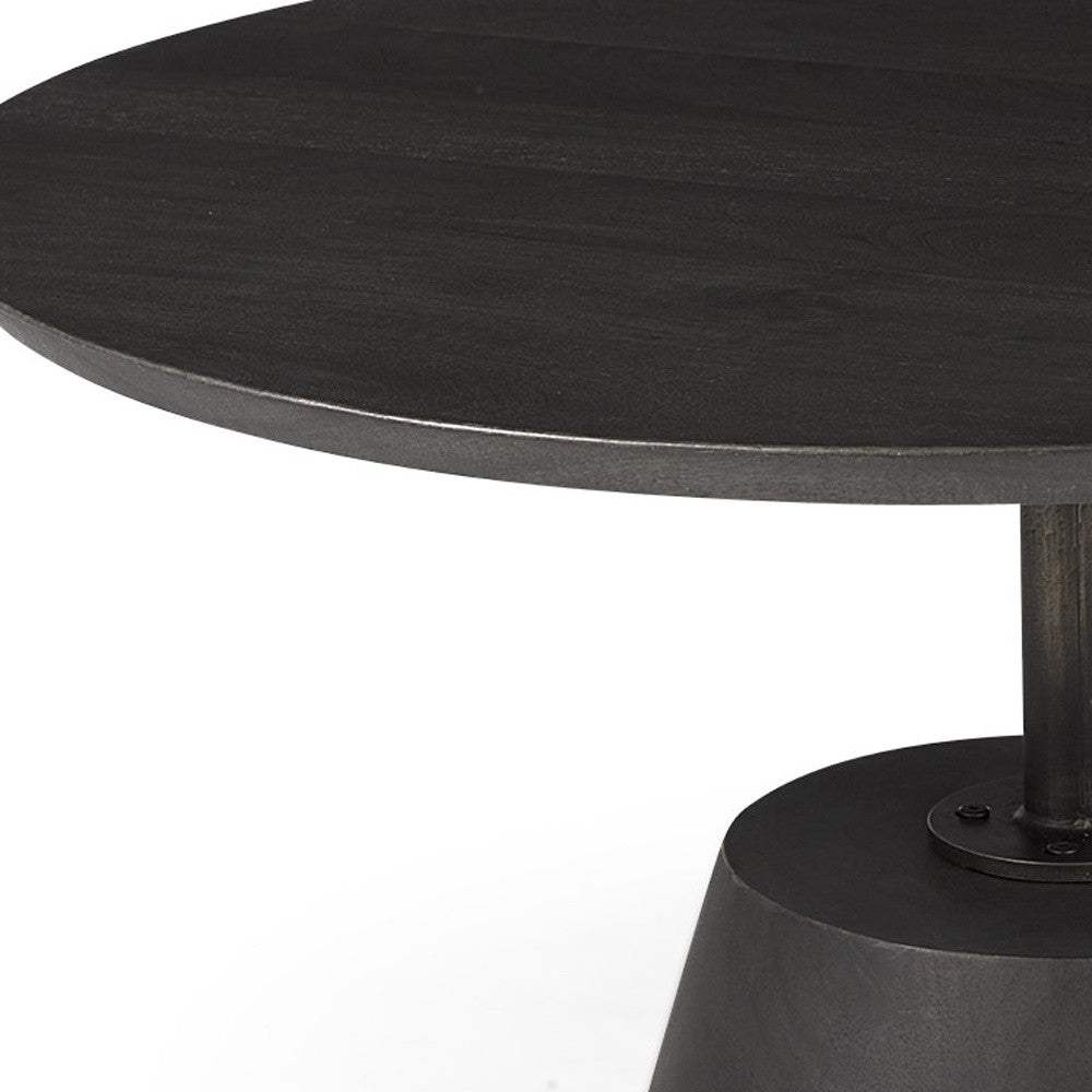Black Wooden Pedestal Base Coffee Table - Image 6