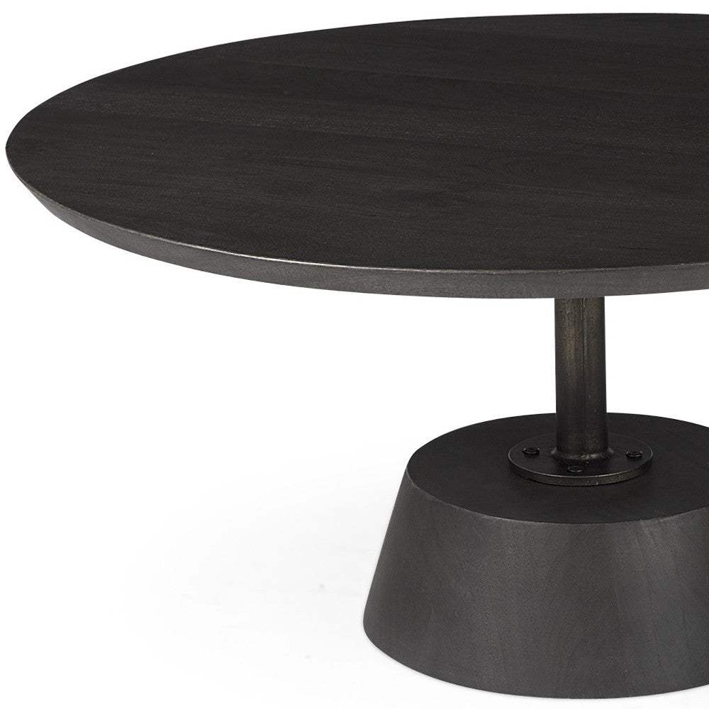 Black Wooden Pedestal Base Coffee Table - Image 7
