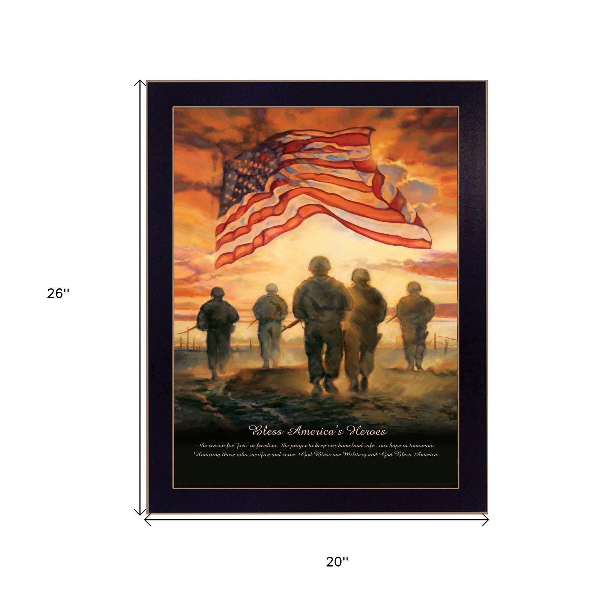 Bless Americas Heroes Black Framed Print Wall Art - Image 6
