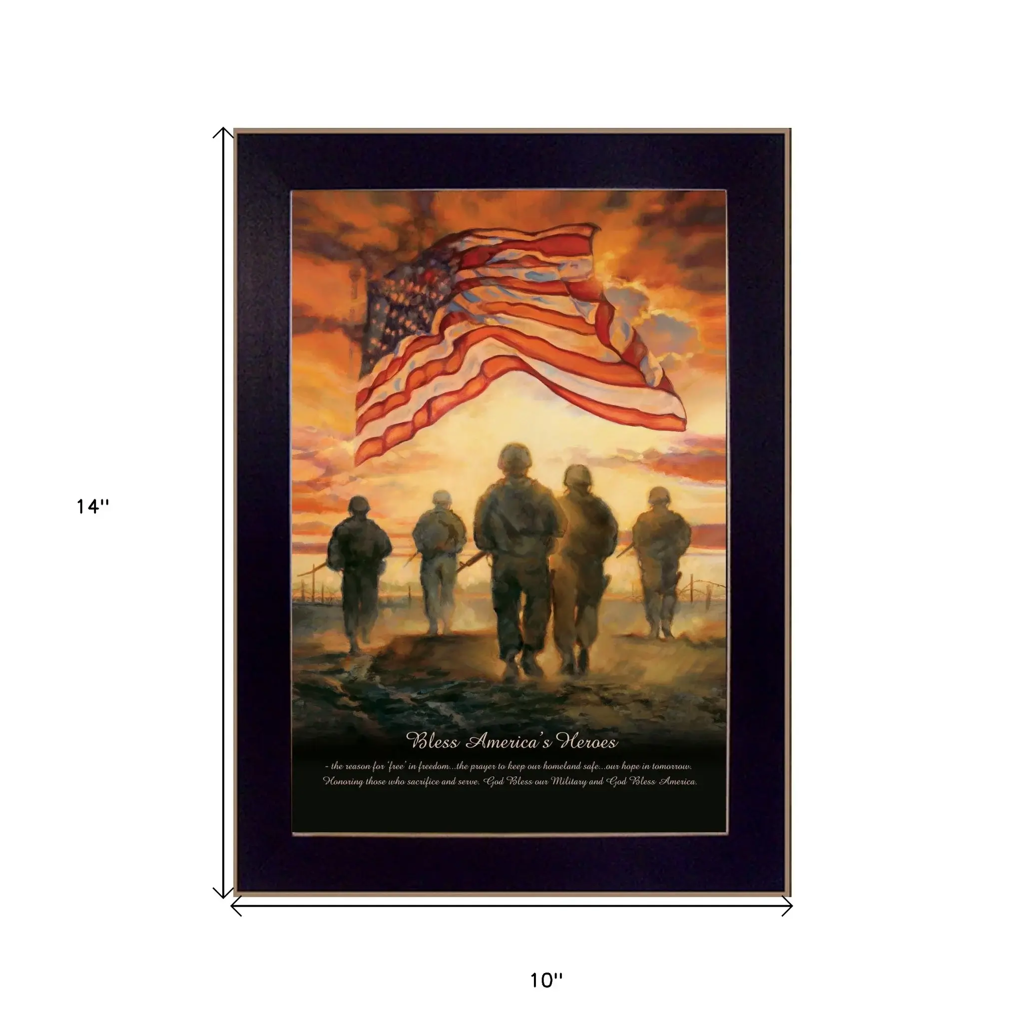 Bless Americas Heroes Black Framed Print Wall Art - Image 5