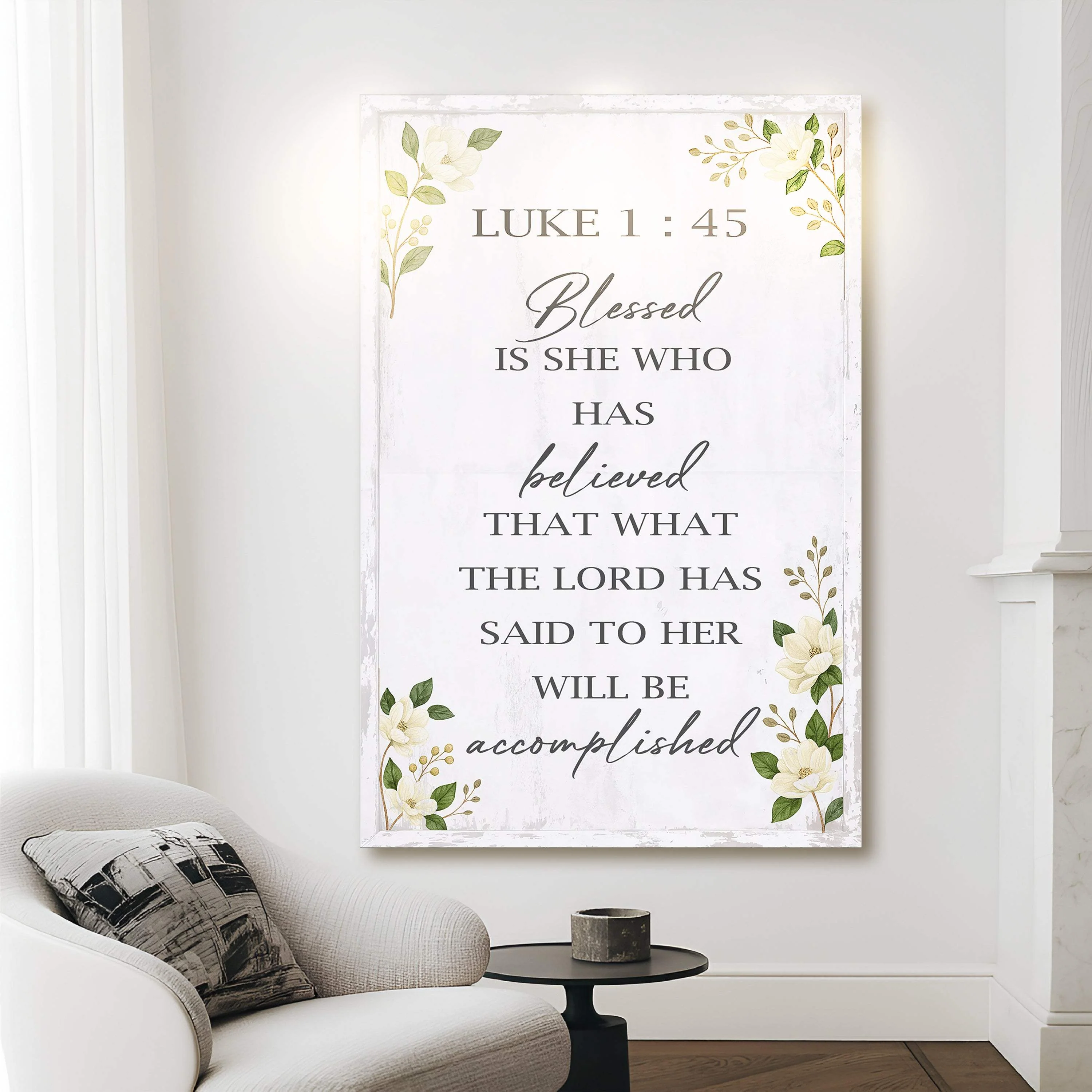 Blessed Is She Who Has Believed - Luke 1:45 Faith Wall Art II - Image 3
