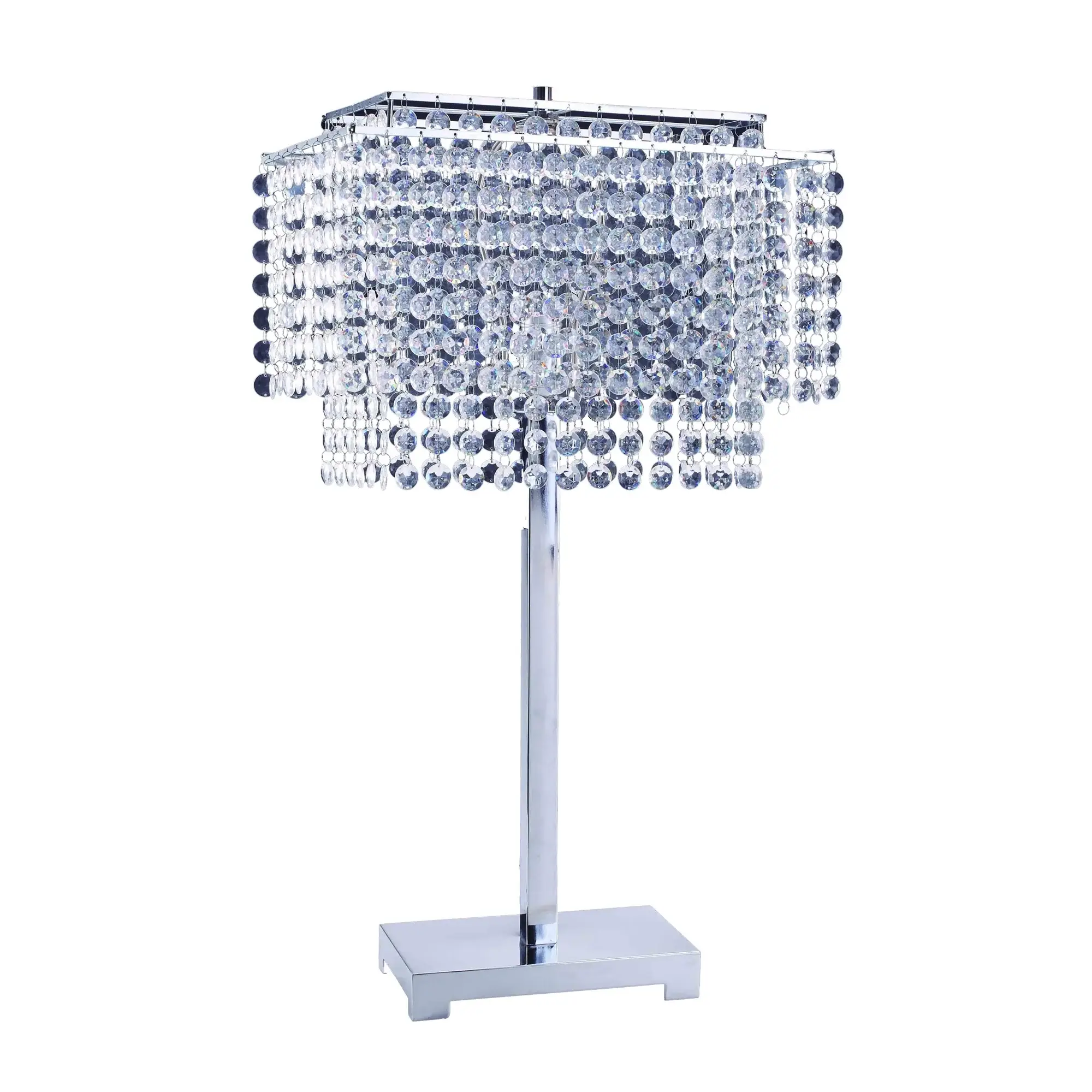 Bling Glam Faux Crystal Rectangular Table Lamp - Image 2