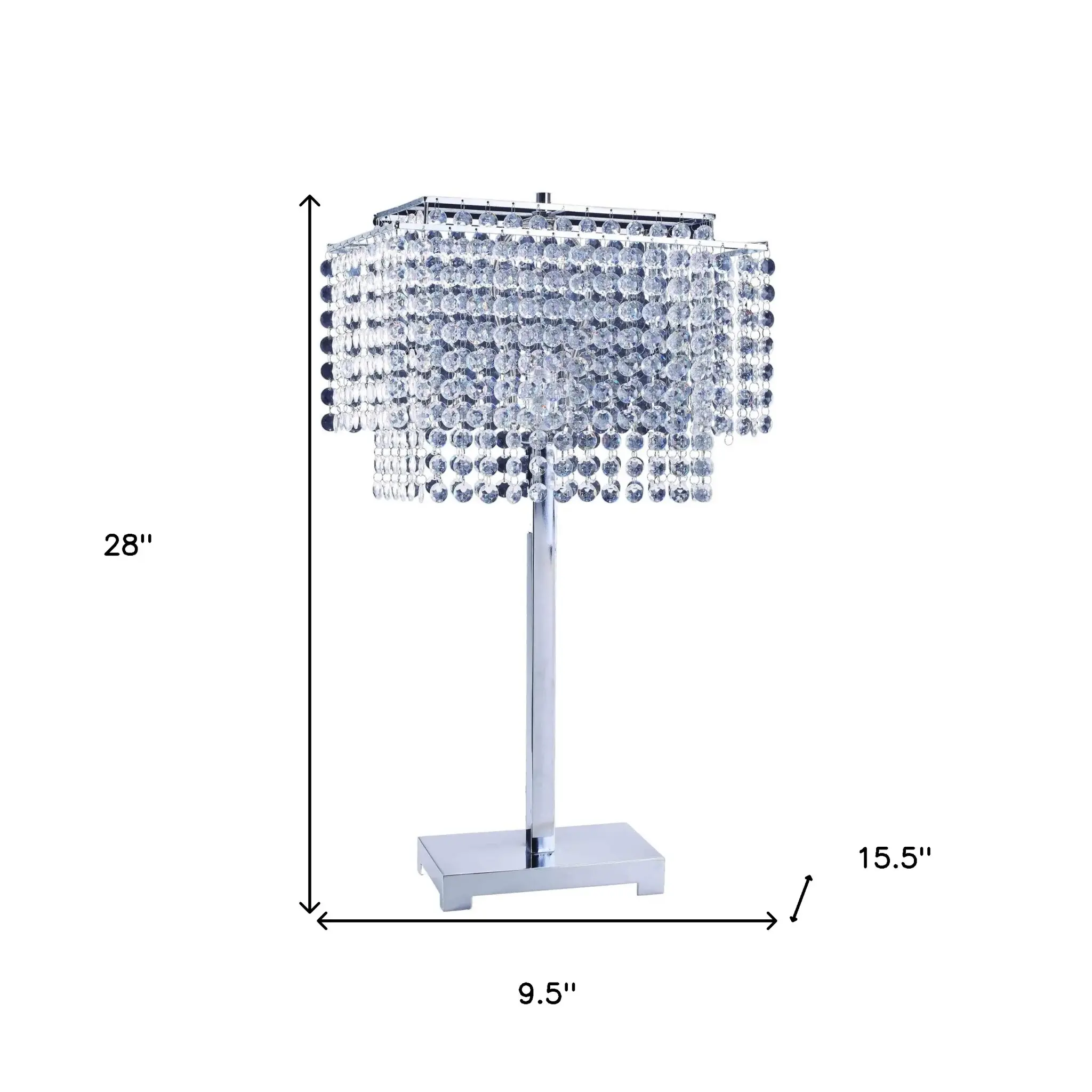 Bling Glam Faux Crystal Rectangular Table Lamp - Image 4