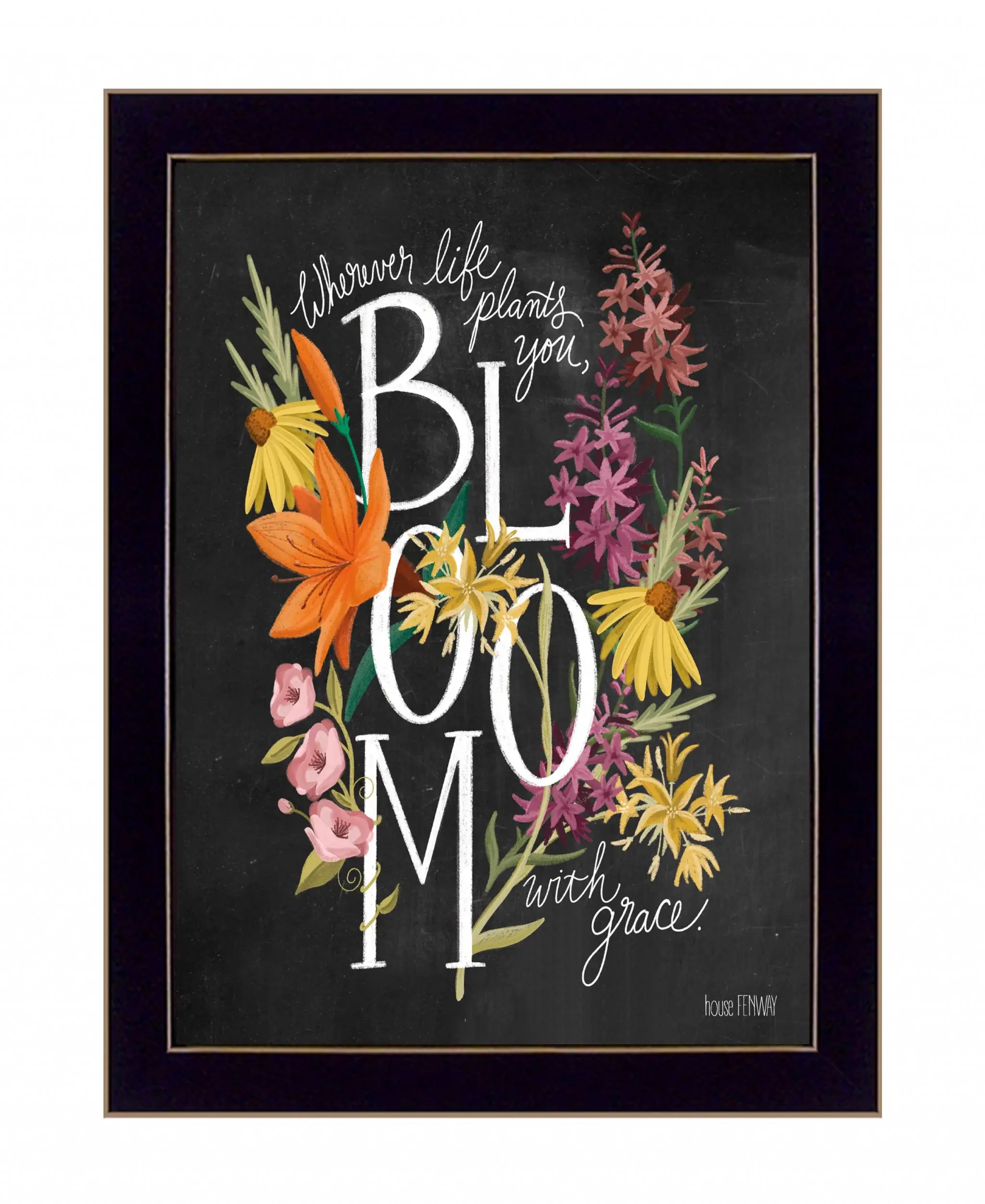 Bloom with Grace 1 Black Framed Print Wall Art - Image 2