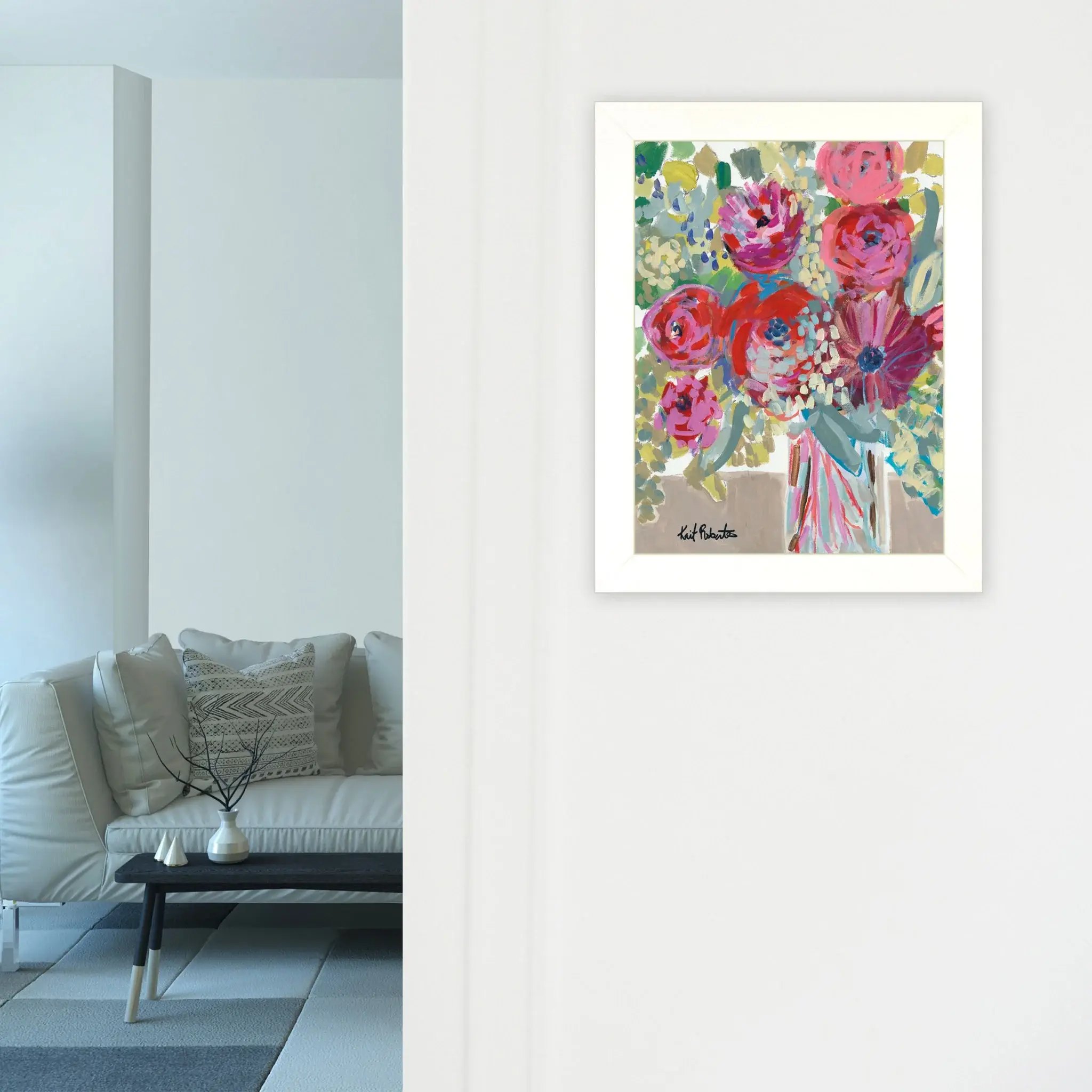 Blooming in the Window Sill White Framed Print Wall Art - Image 4