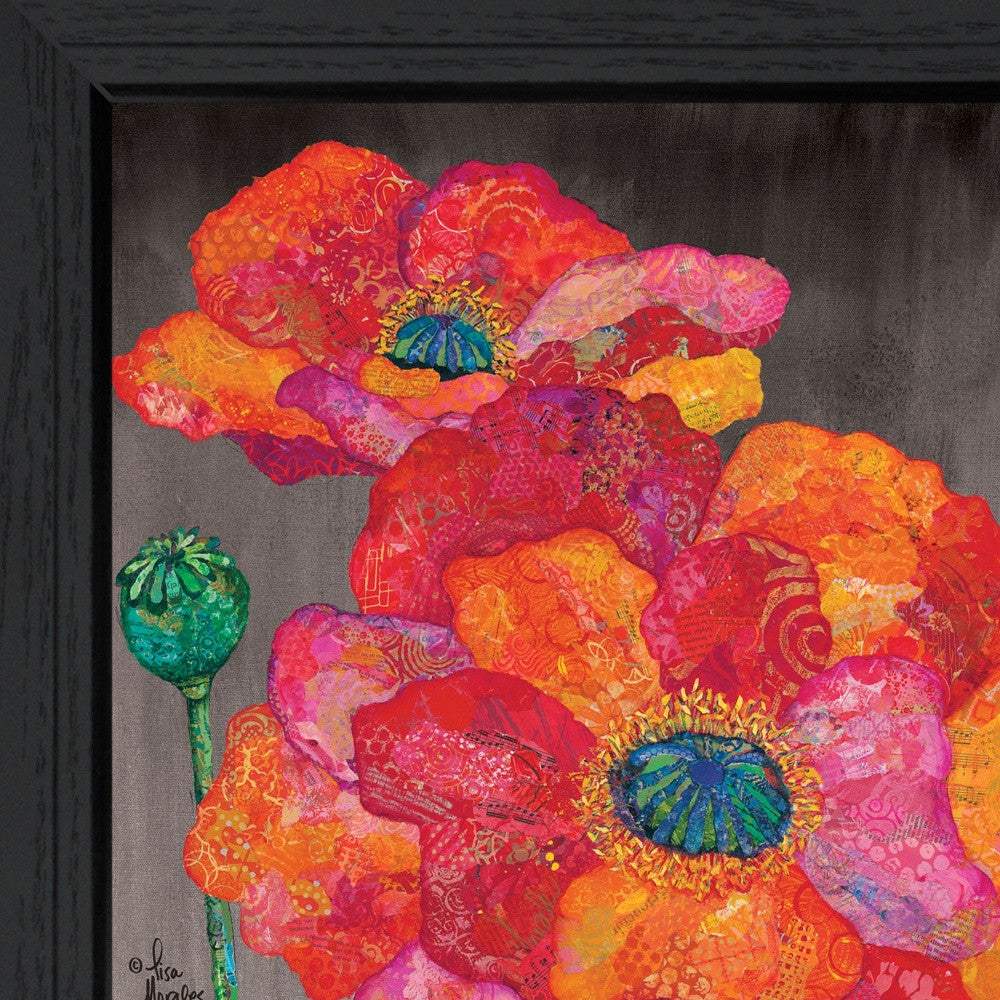 Blooms on Black II 2 Black Framed Print Wall Art - Image 3