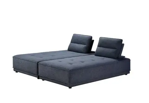 Blue 100% Polyester Stationary L Shaped Two Piece Sofa And Chaise - Image 2