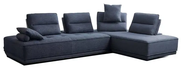 Blue 100% Polyester Stationary L Shaped Two Piece Sofa And Chaise - Image 3