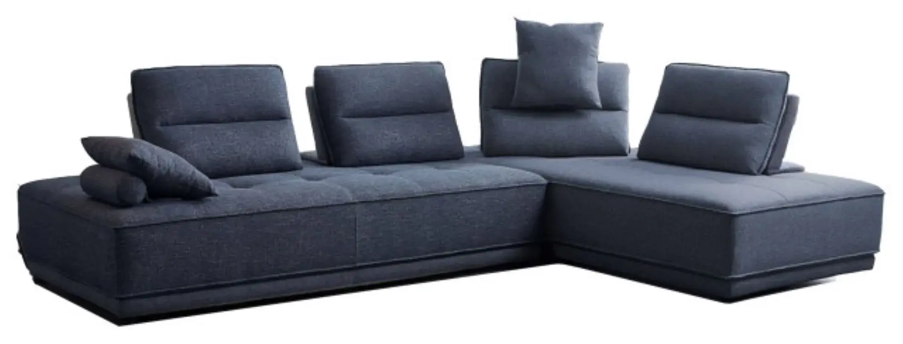 Blue 100% Polyester Stationary L Shaped Two Piece Sofa And Chaise - Image 4