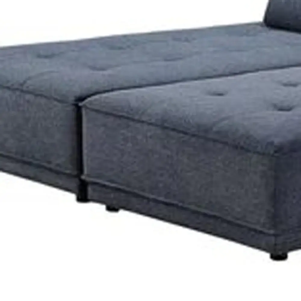 Blue 100% Polyester Stationary L Shaped Two Piece Sofa And Chaise - Image 5
