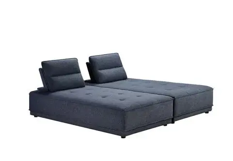 Blue 100% Polyester Stationary L Shaped Two Piece Sofa And Chaise - Image 6