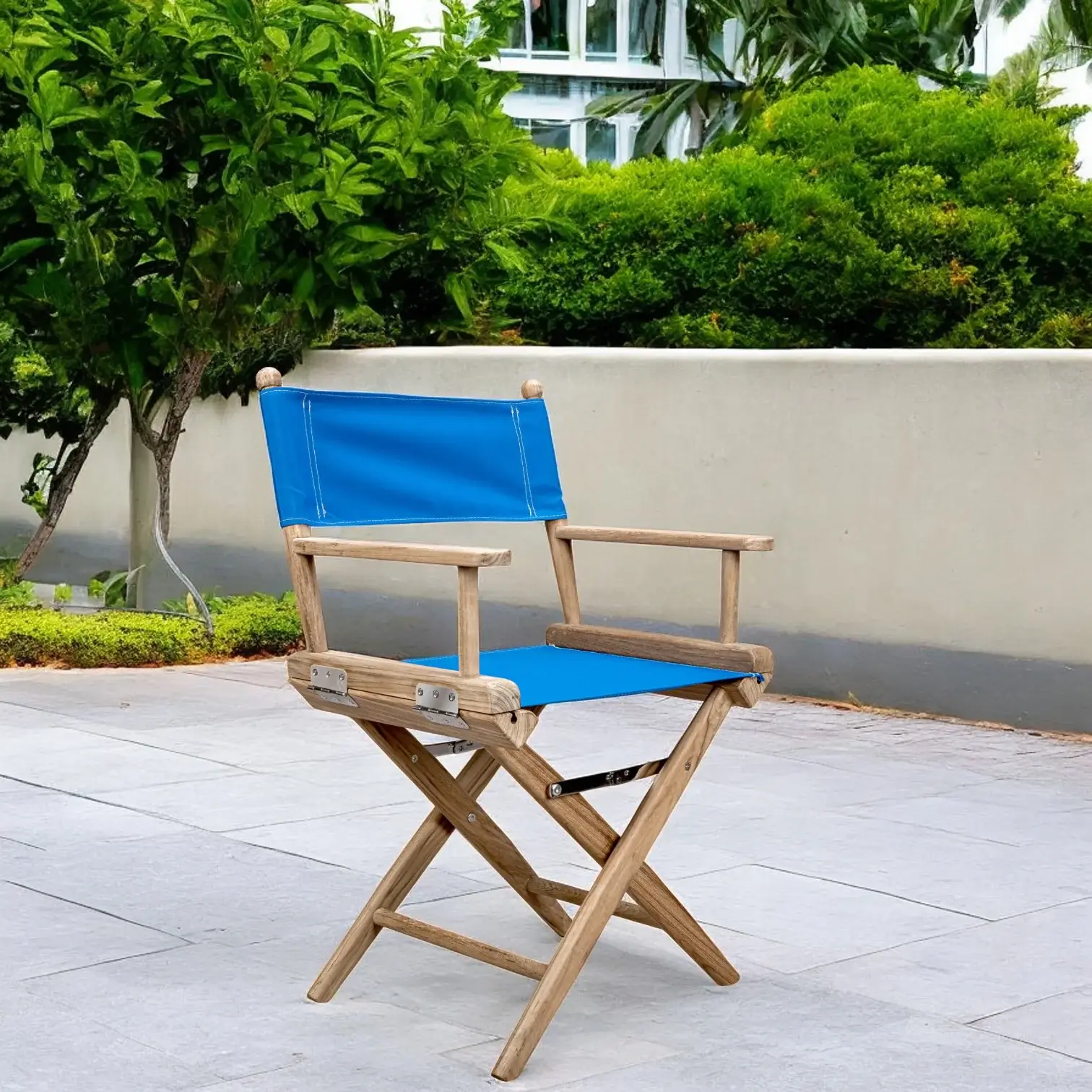 Blue And Brown Solid Wood Director Chair
