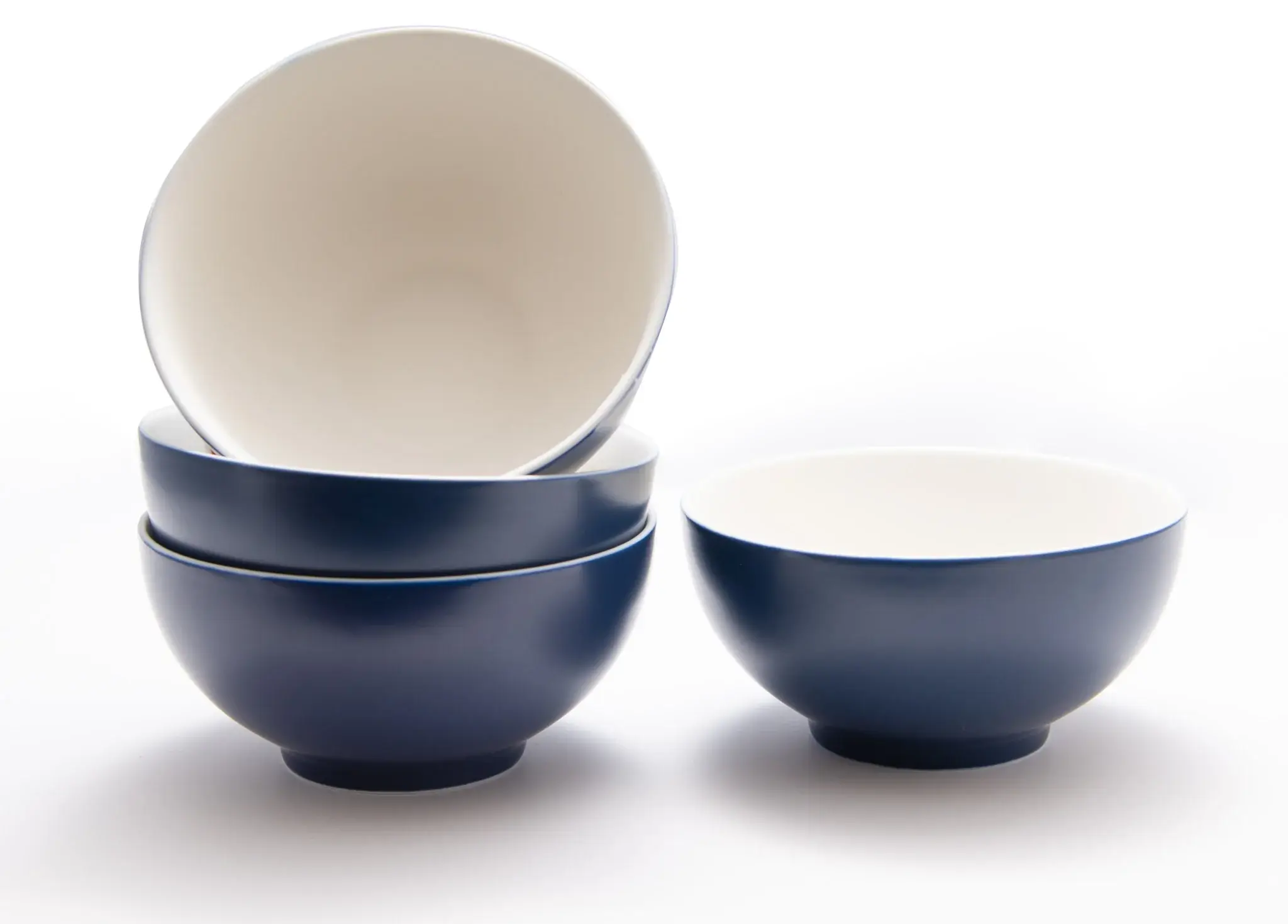 Blue and White Four Piece Porcelain Service For Four Bowl Set - Image 3